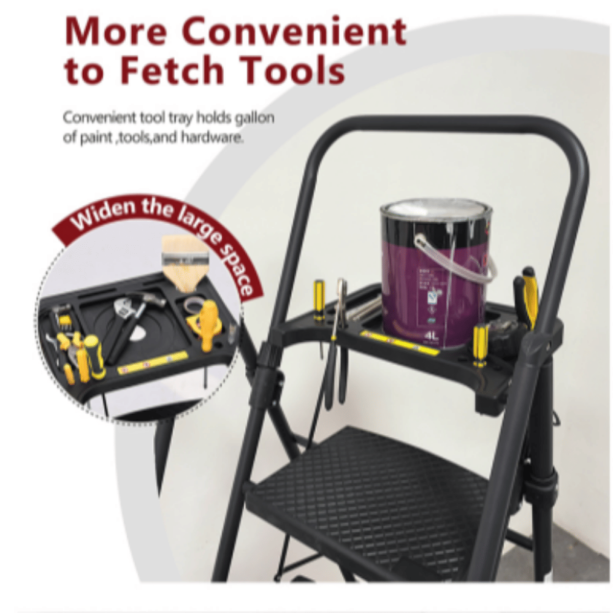 SLIP Streamdale 4 - Step Folding Steel Ladder with Non - Slip Pedals & Handle, 330 lb Capacity