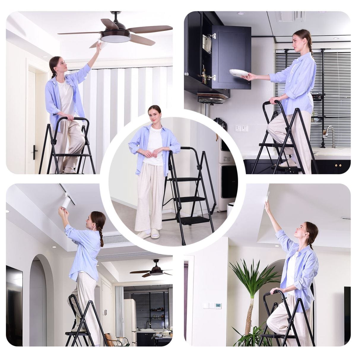 Anti Streamdale Lightweight Folding 4 - Step Ladder with Anti - Slip Pedals & Safety Handle