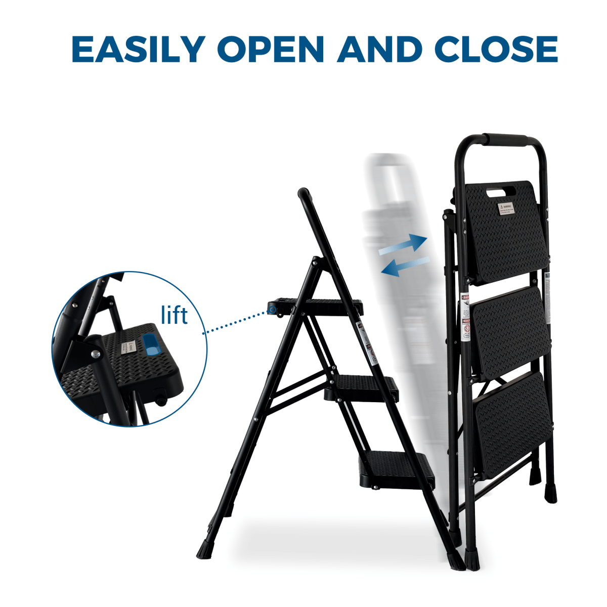 Anti Streamdale 3 - Step Folding Steel Ladder with Anti - Slip Pedals