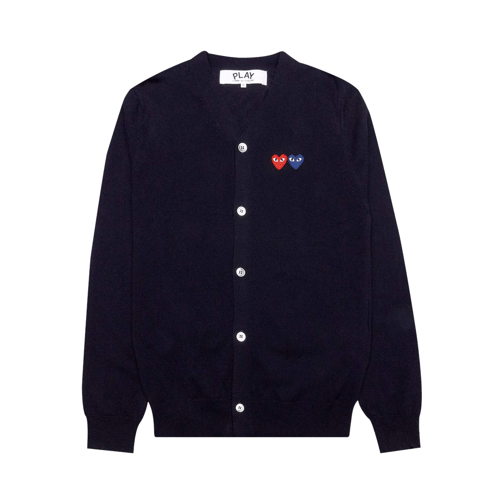 Comme des Garçons PLAY Double Heart Cardigan Navy