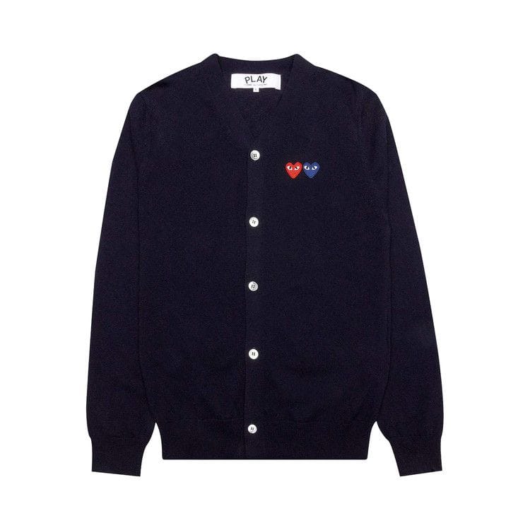 Comme des Garçons PLAY Double Heart Cardigan Navy