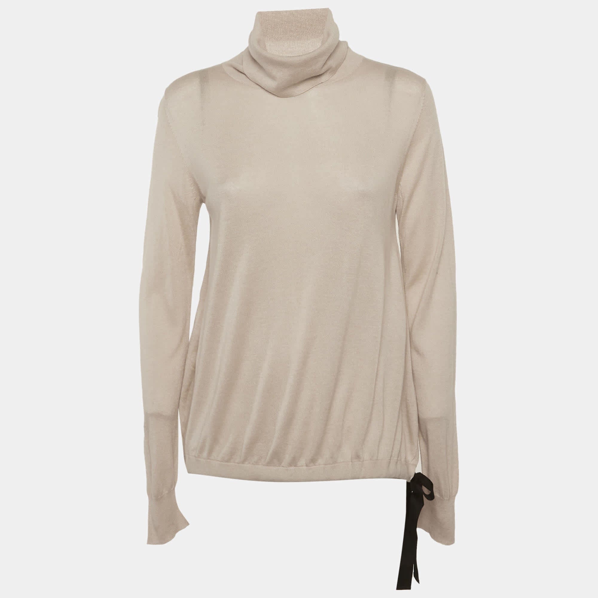 Max Mara Studio Beige Knit Turtle Neck Sweater