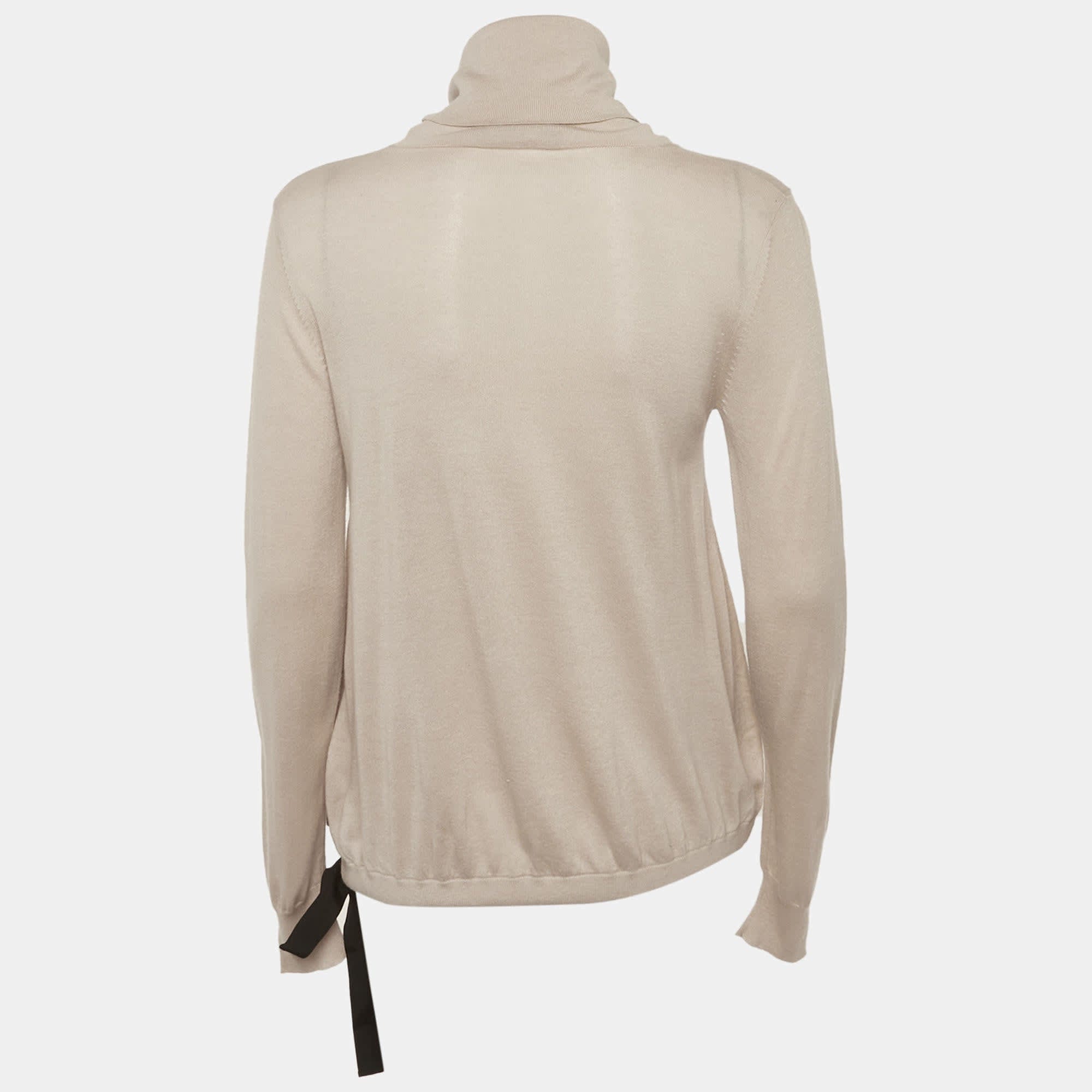 Max Mara Studio Beige Knit Turtle Neck Sweater