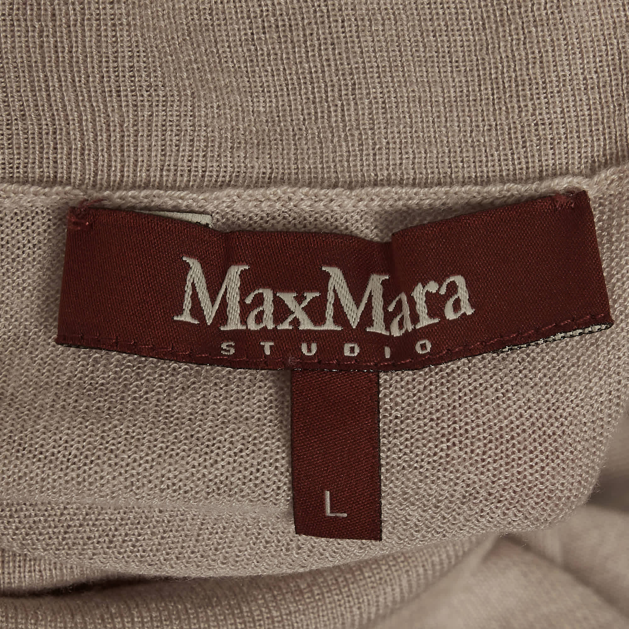 Max Mara Studio Beige Knit Turtle Neck Sweater