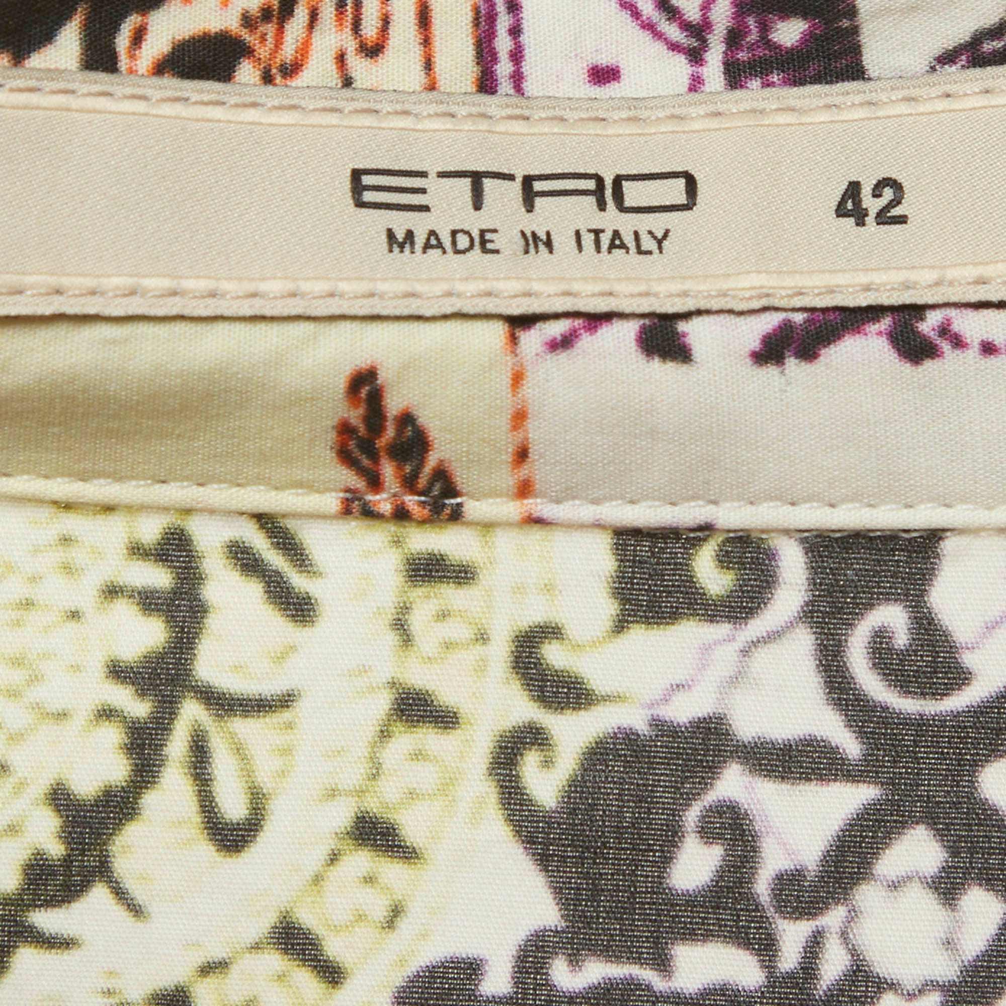 COTTON POPLIN Etro Multicolor Floral Paisley Print Cotton Poplin Shirt