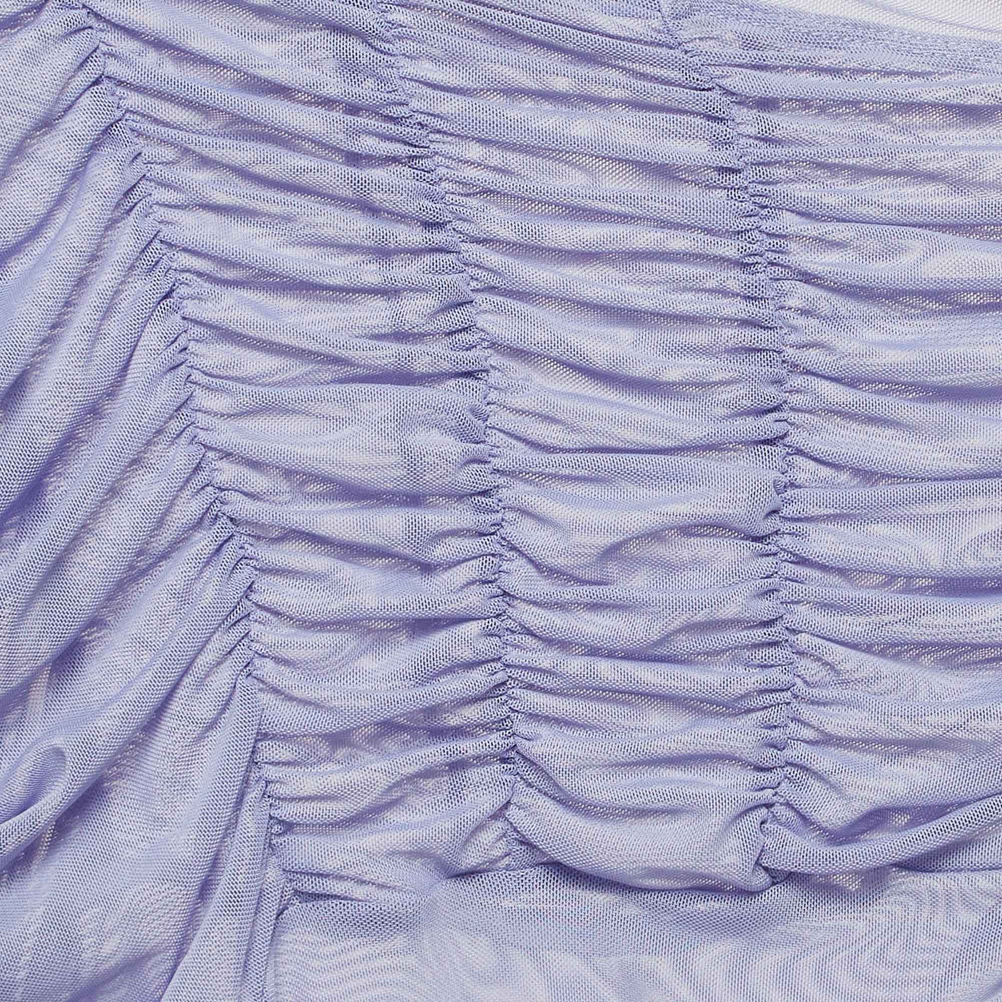 Danielle Guizio Purple Mesh Ruched Mini Dress