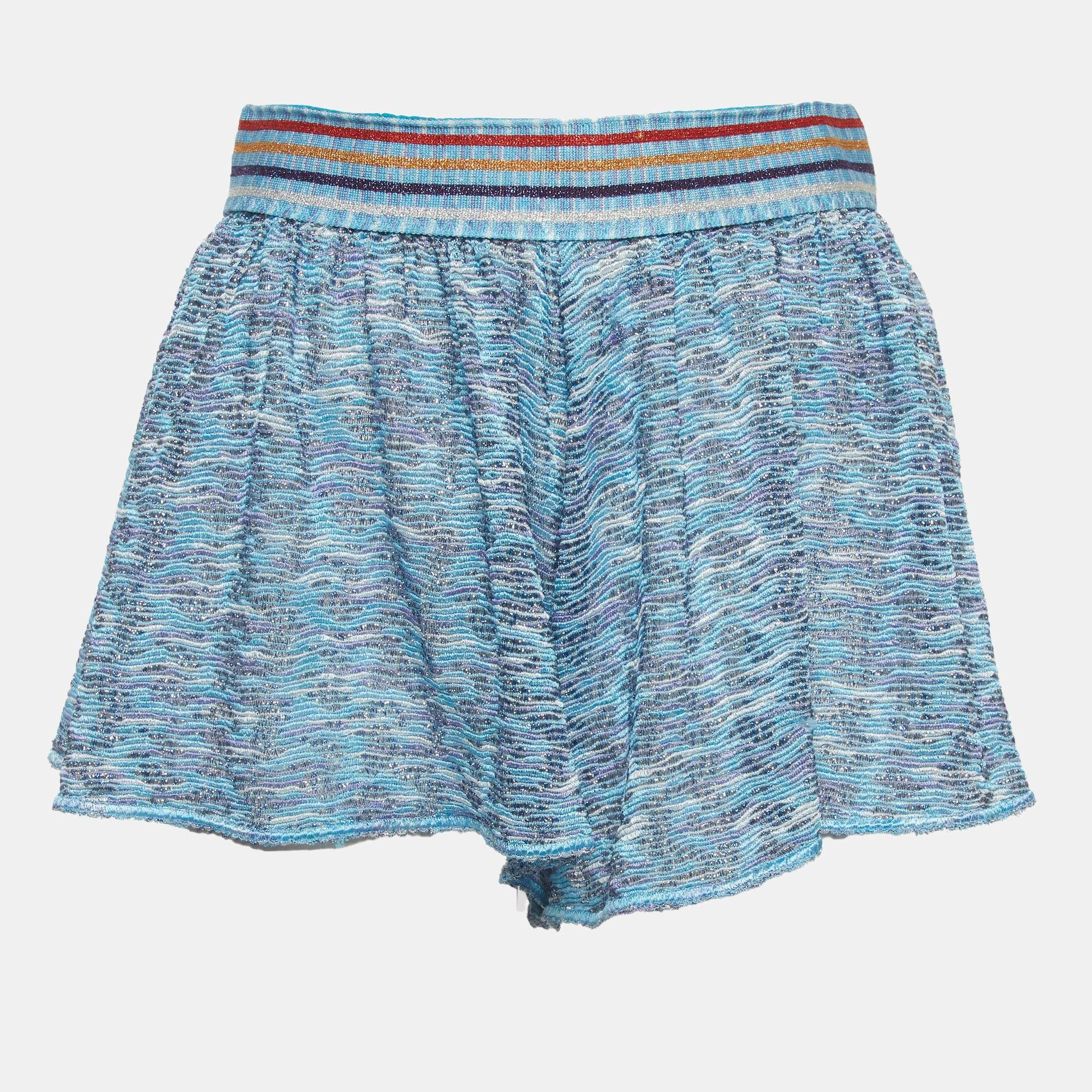 Missoni Mare Blue Lurex Knit Sheer Shorts