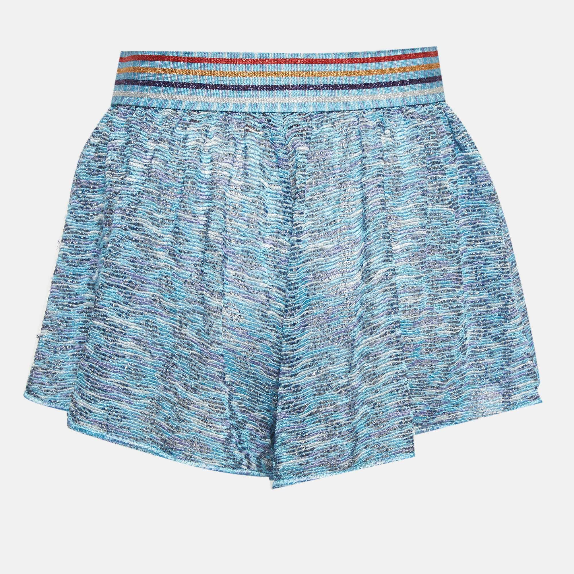 Missoni Mare Blue Lurex Knit Sheer Shorts