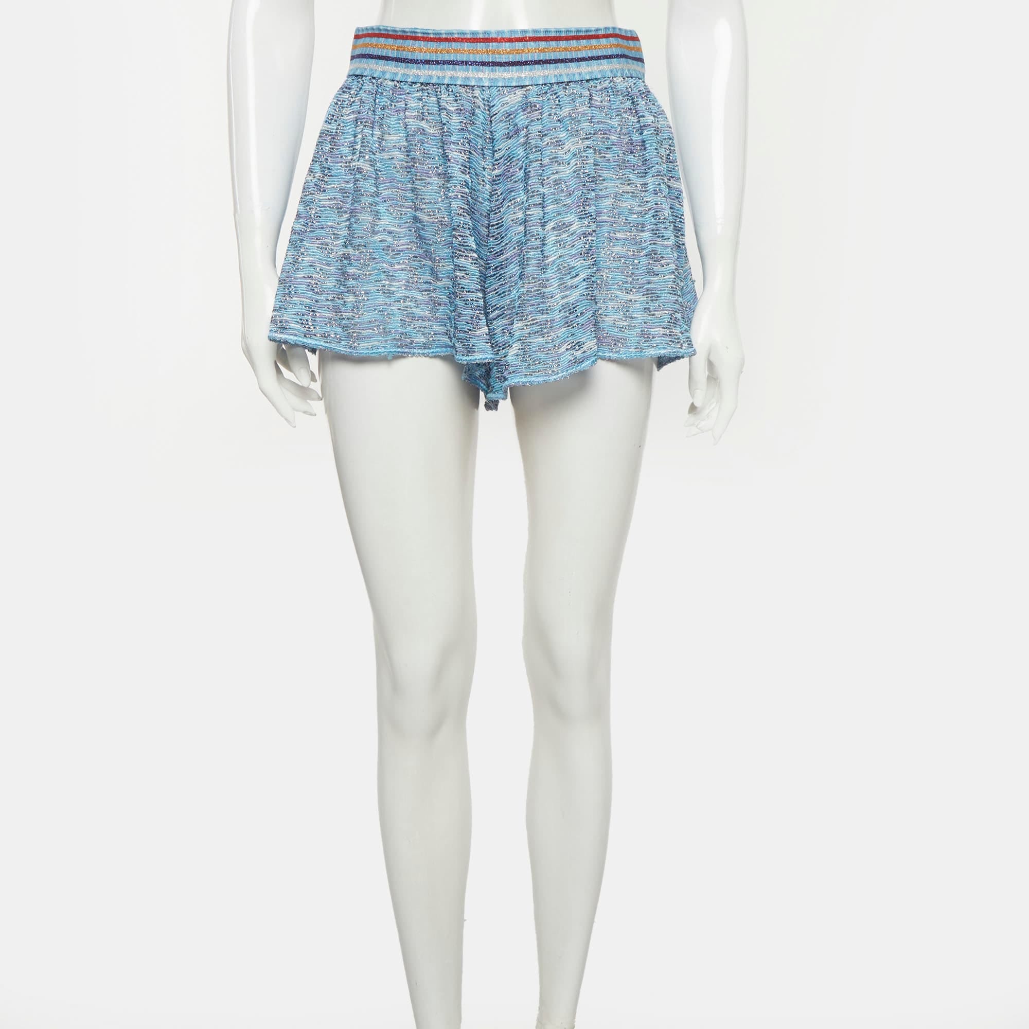Missoni Mare Blue Lurex Knit Sheer Shorts