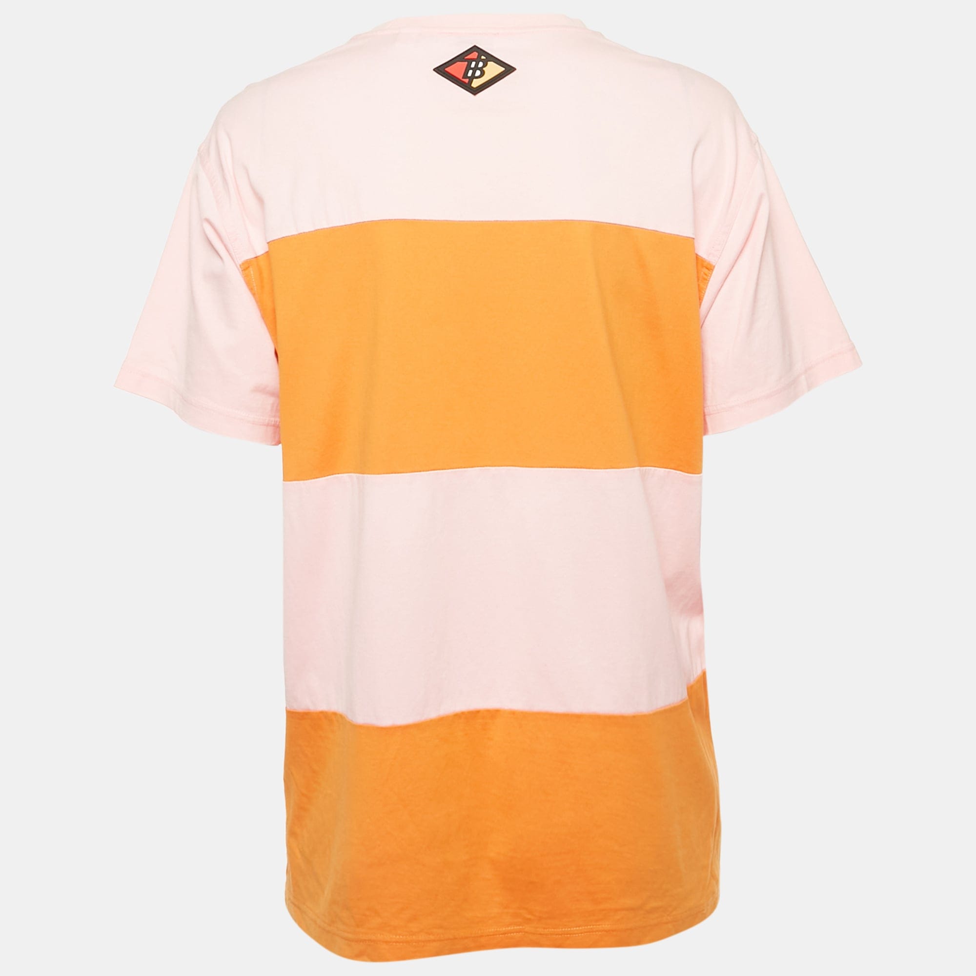 Logo Pink/orange Logo Applique Cotton Crew Neck T - Shirt