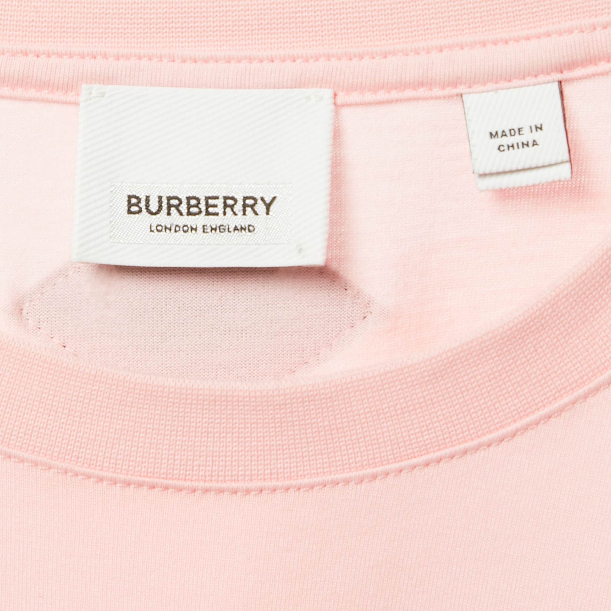 Logo Pink/orange Logo Applique Cotton Crew Neck T - Shirt