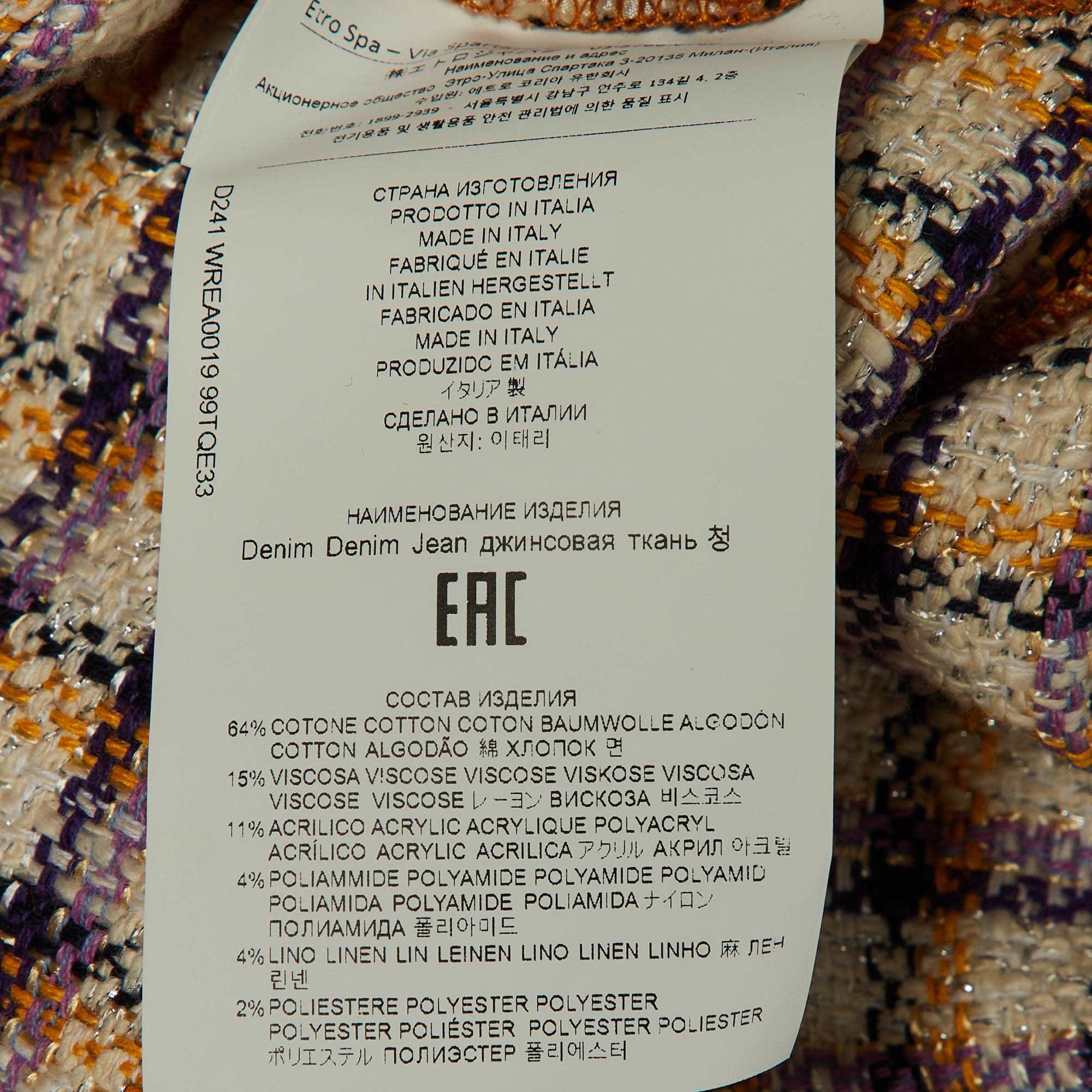 WHITE* Etro White Checked Tweed Wide Leg Trousers