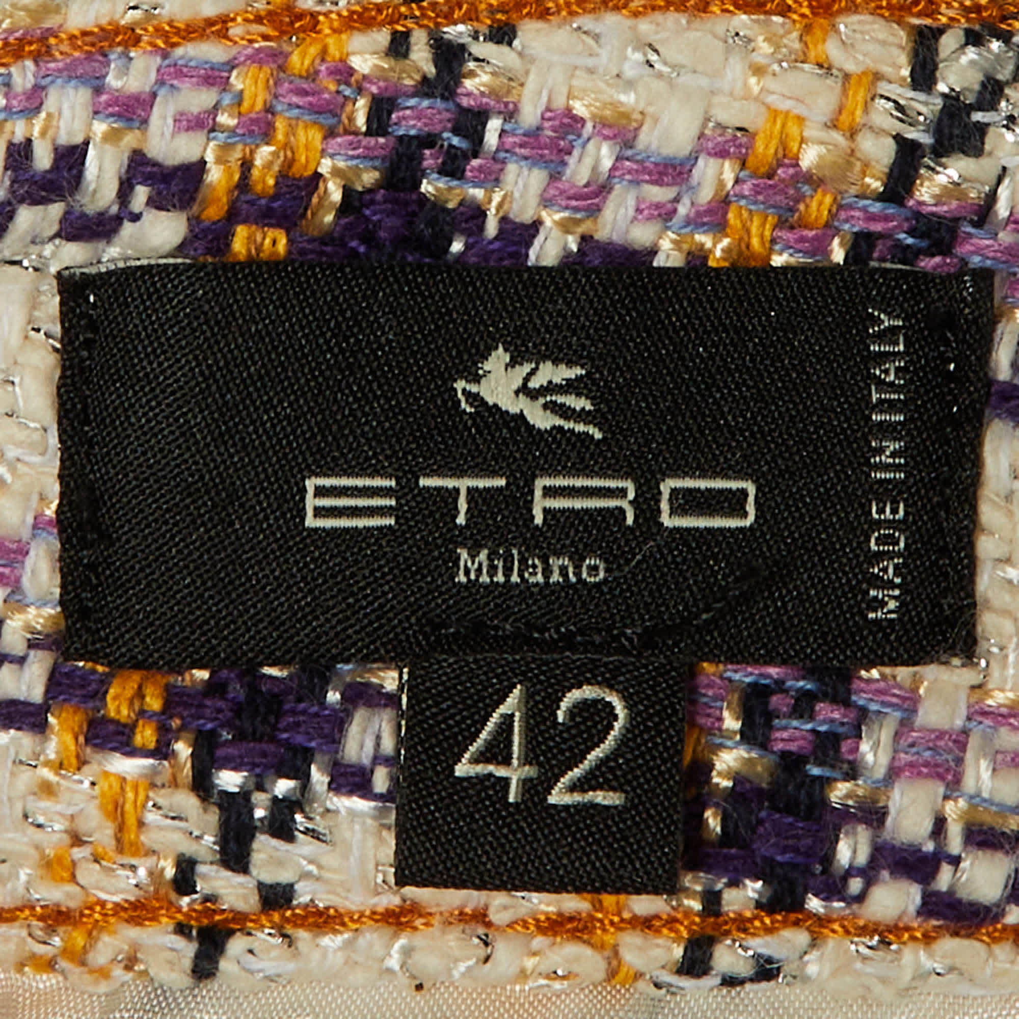 WHITE* Etro White Checked Tweed Wide Leg Trousers