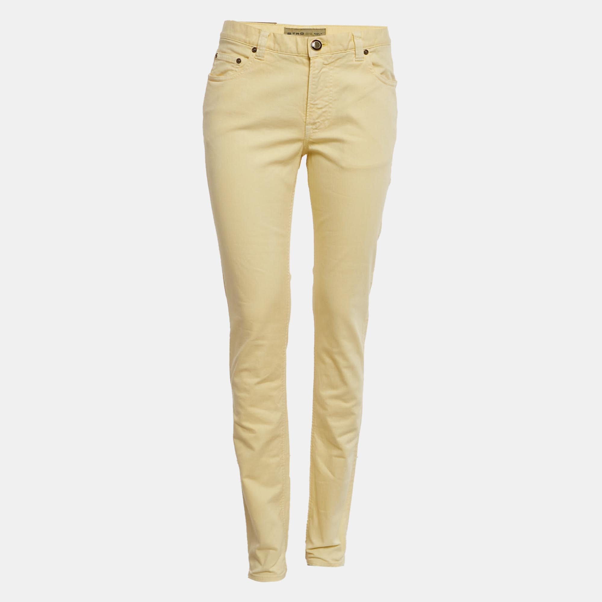 Yellow Cotton Skinny Jeans M/waist 29"