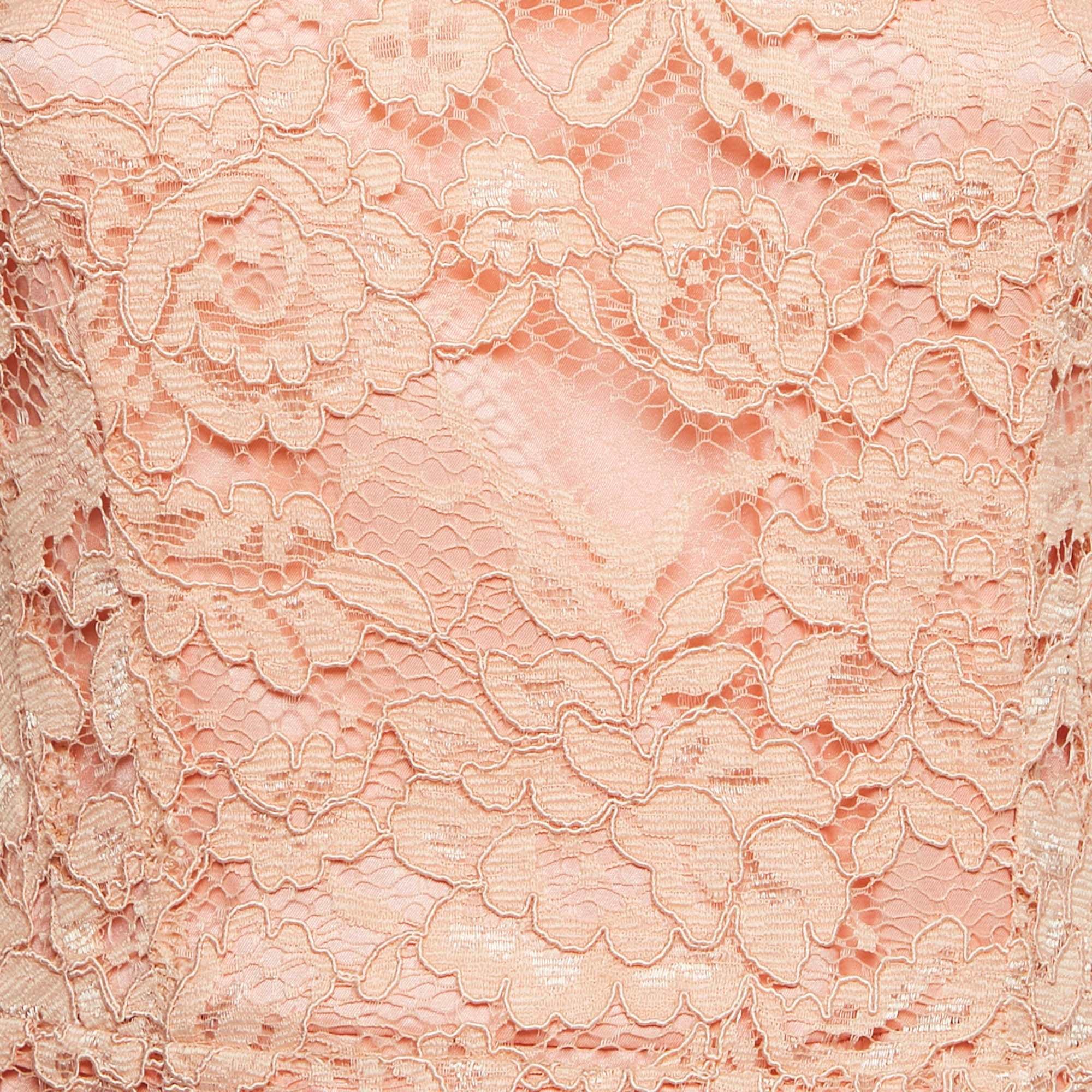 And Pink Lace And Satin Ruffled Mini Dress