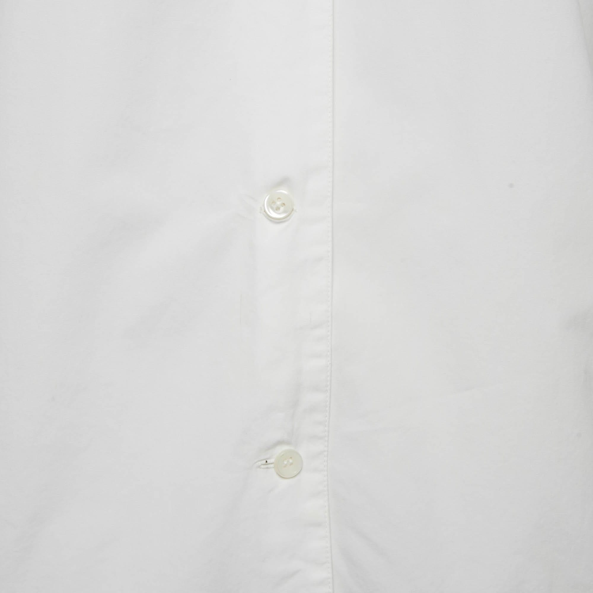 White Embroidered Cotton Short Sleeves Shirt