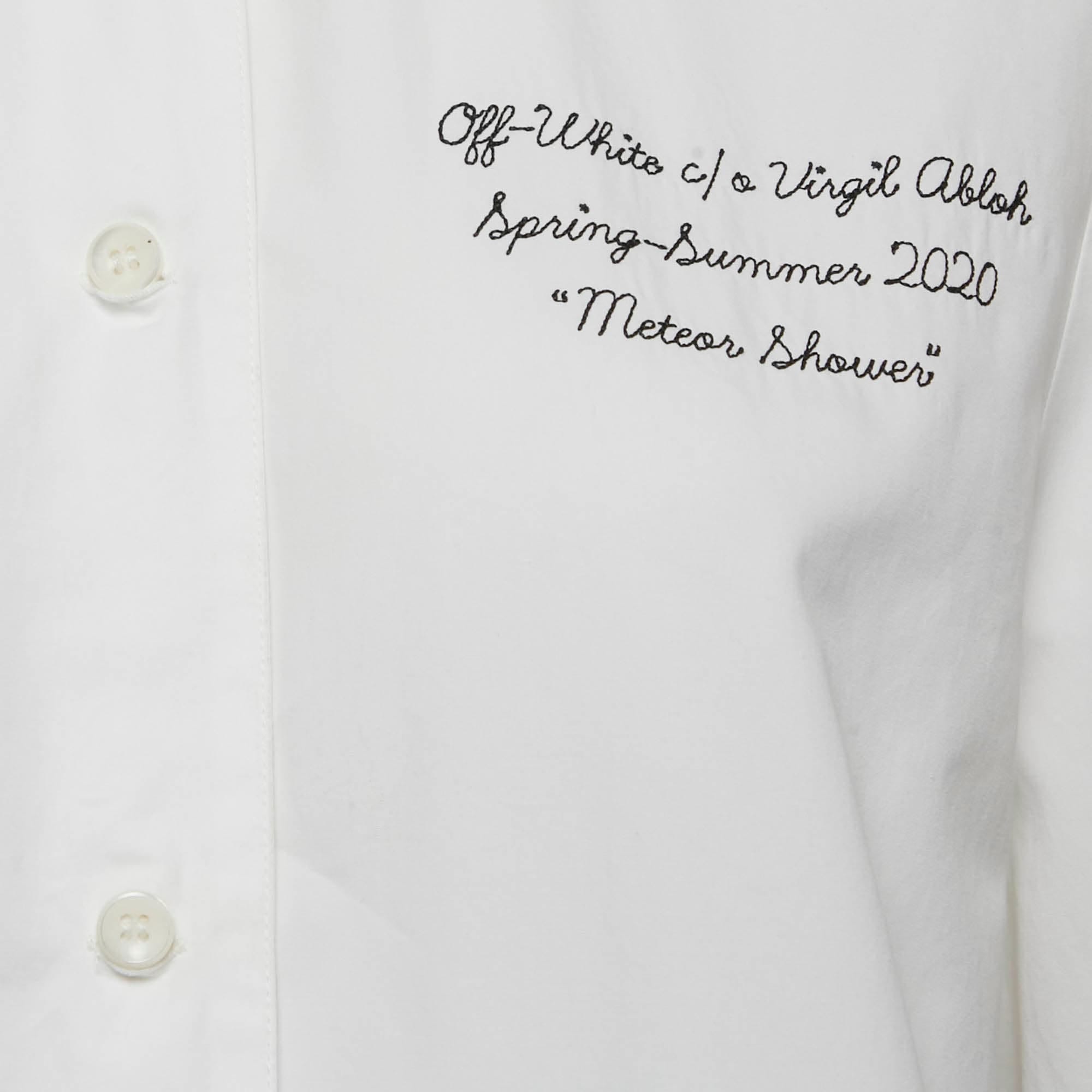 White Embroidered Cotton Short Sleeves Shirt