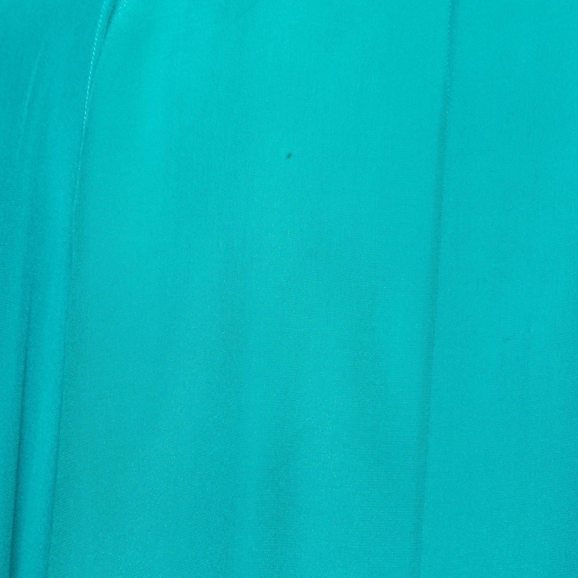 SILK Green Crepe Silk Ruffled Overlay Shirt
