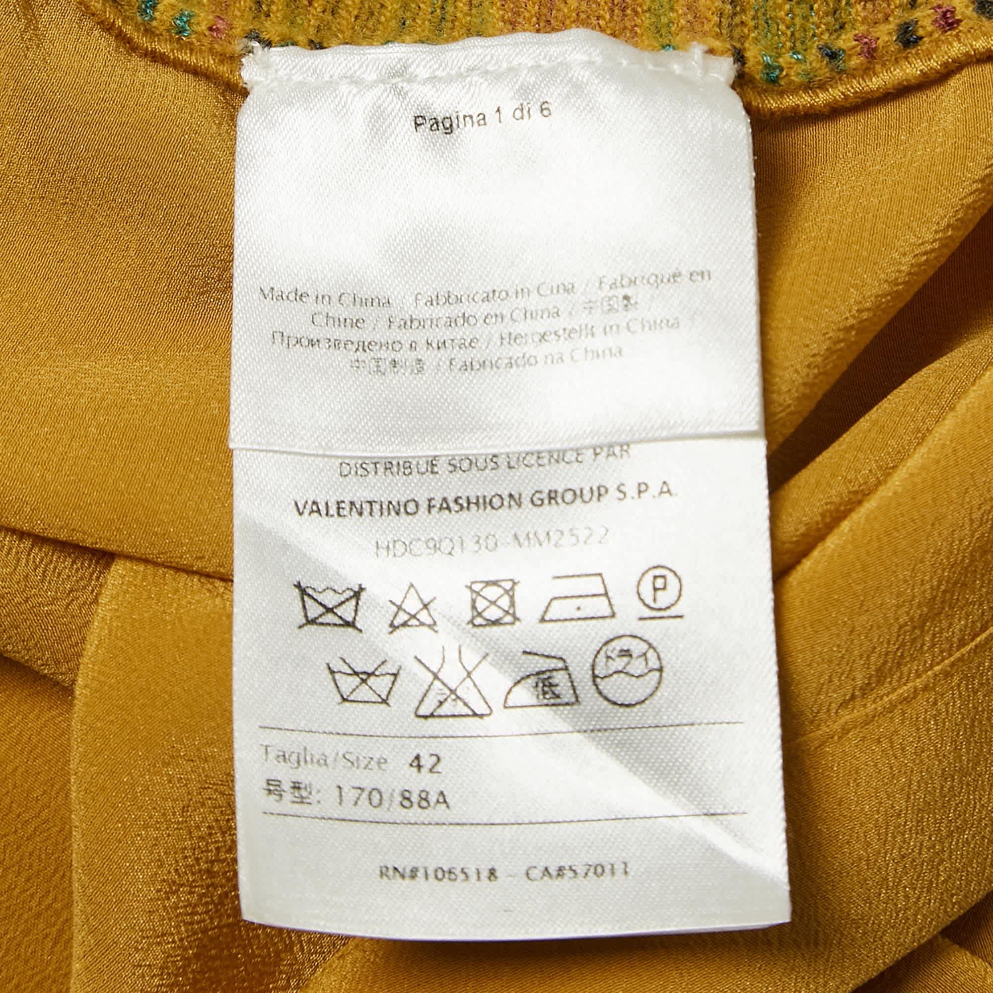 M Missoni Yellow Stripe Knit And Silk Buttoned Cardigan