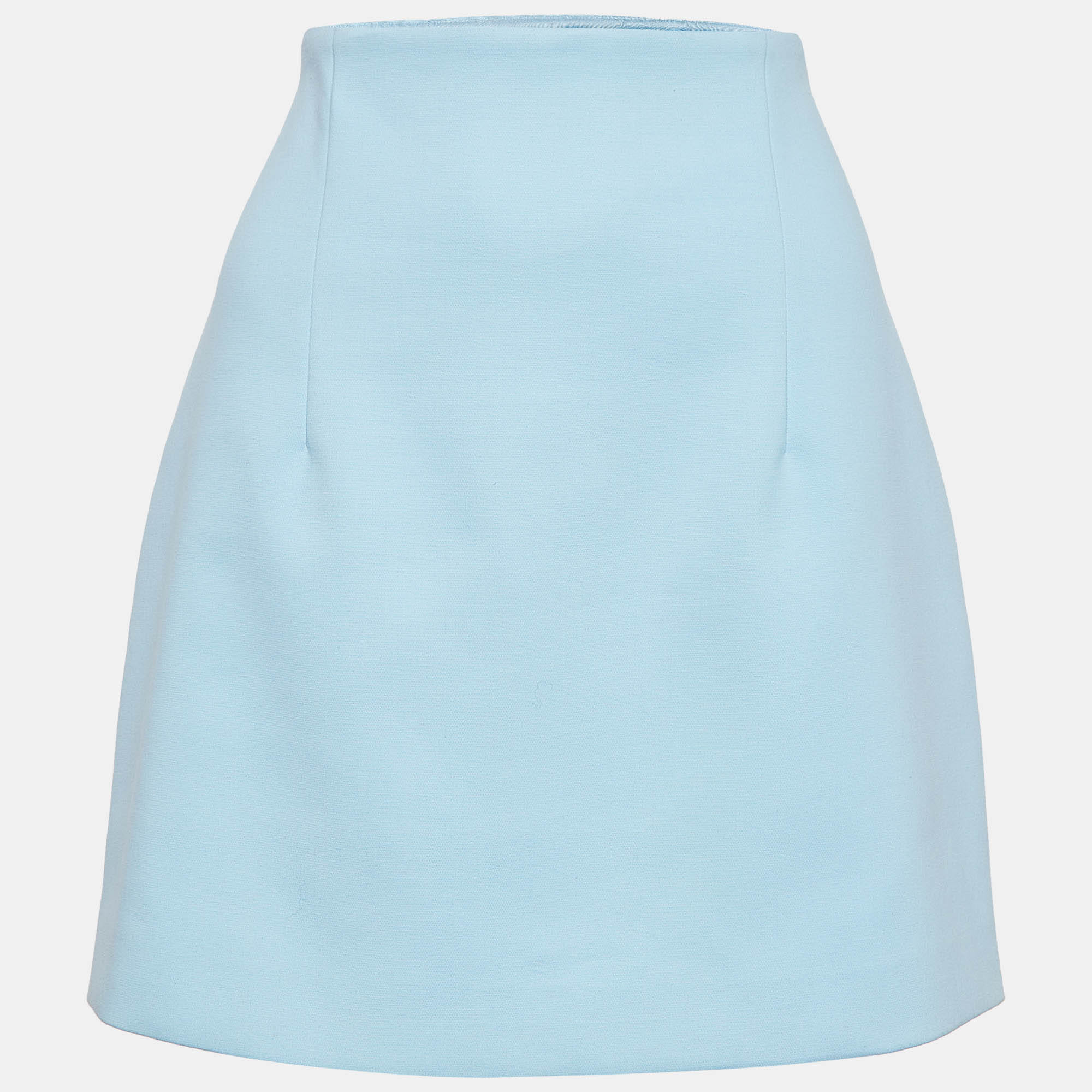 Blue Crepe Mini Skirt