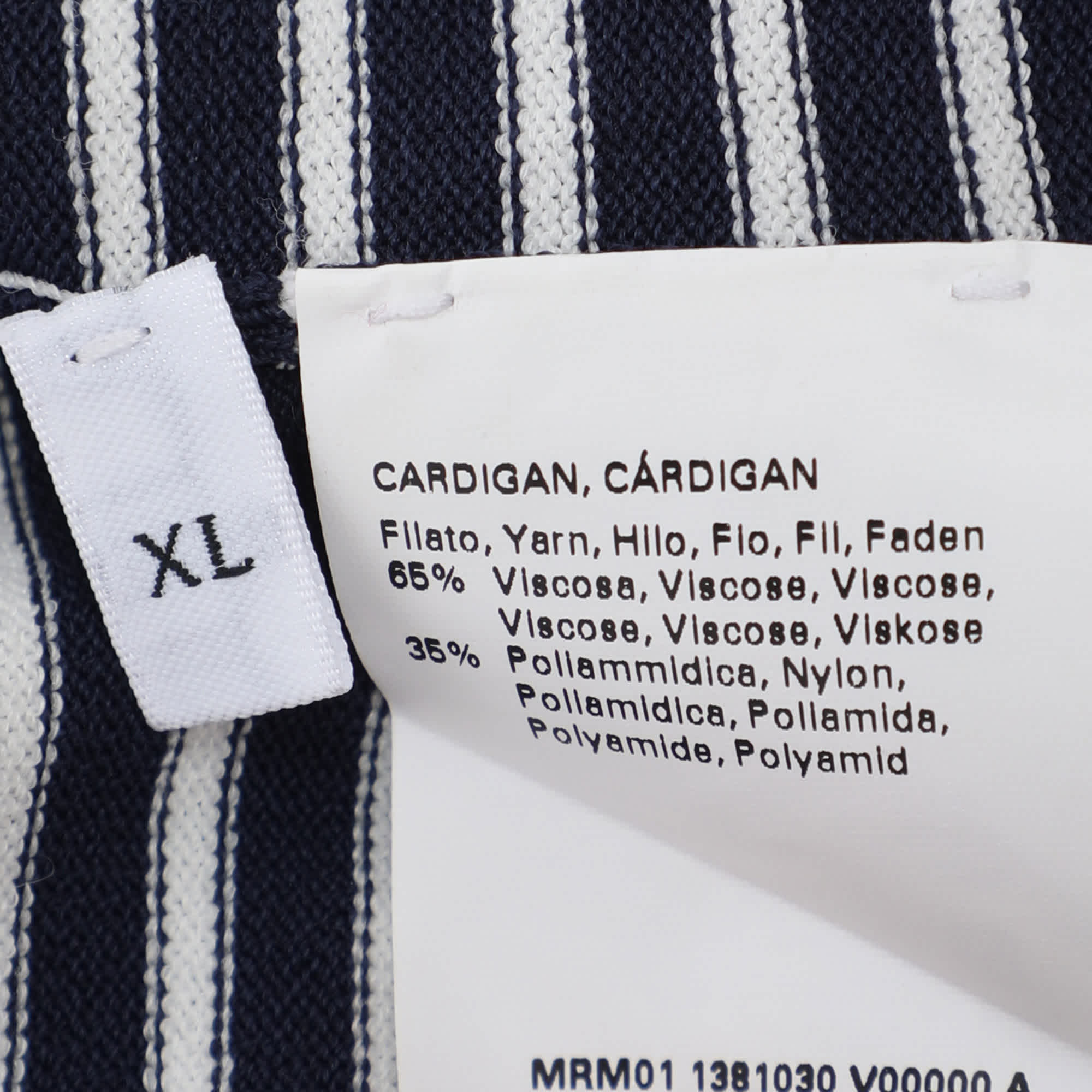 WHITE* Persona Blue/white Stripe Stretch Knit Cardigan