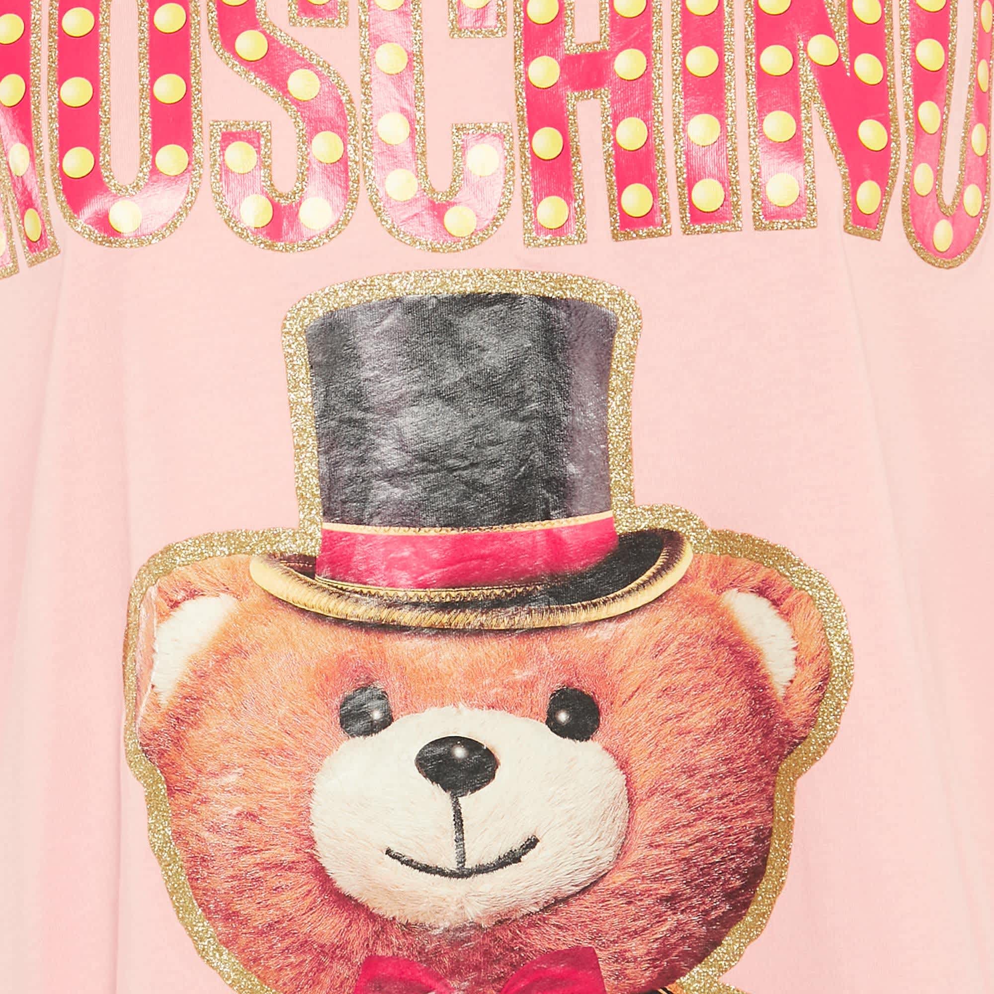 Couture Pink Glitter Teddy Applique Cotton T - Shirt