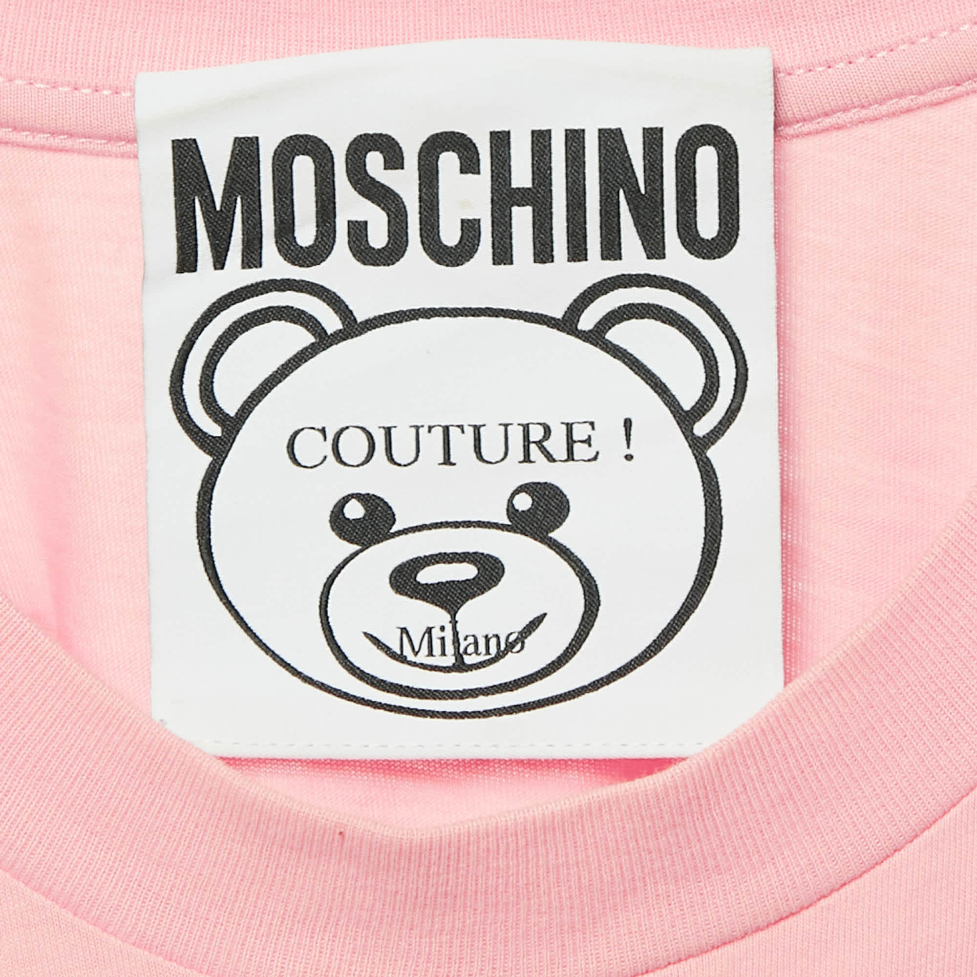 Couture Pink Glitter Teddy Applique Cotton T - Shirt