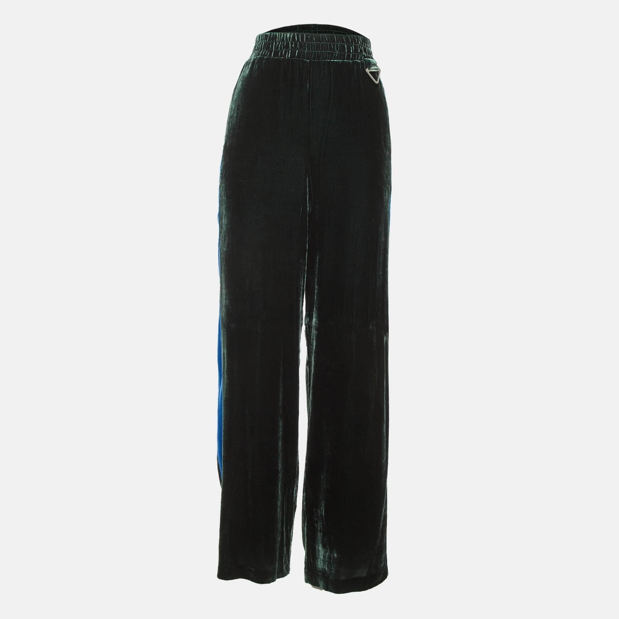 Blue Velvet Dion Lee Green/blue Velvet Straight Fit Trousers
