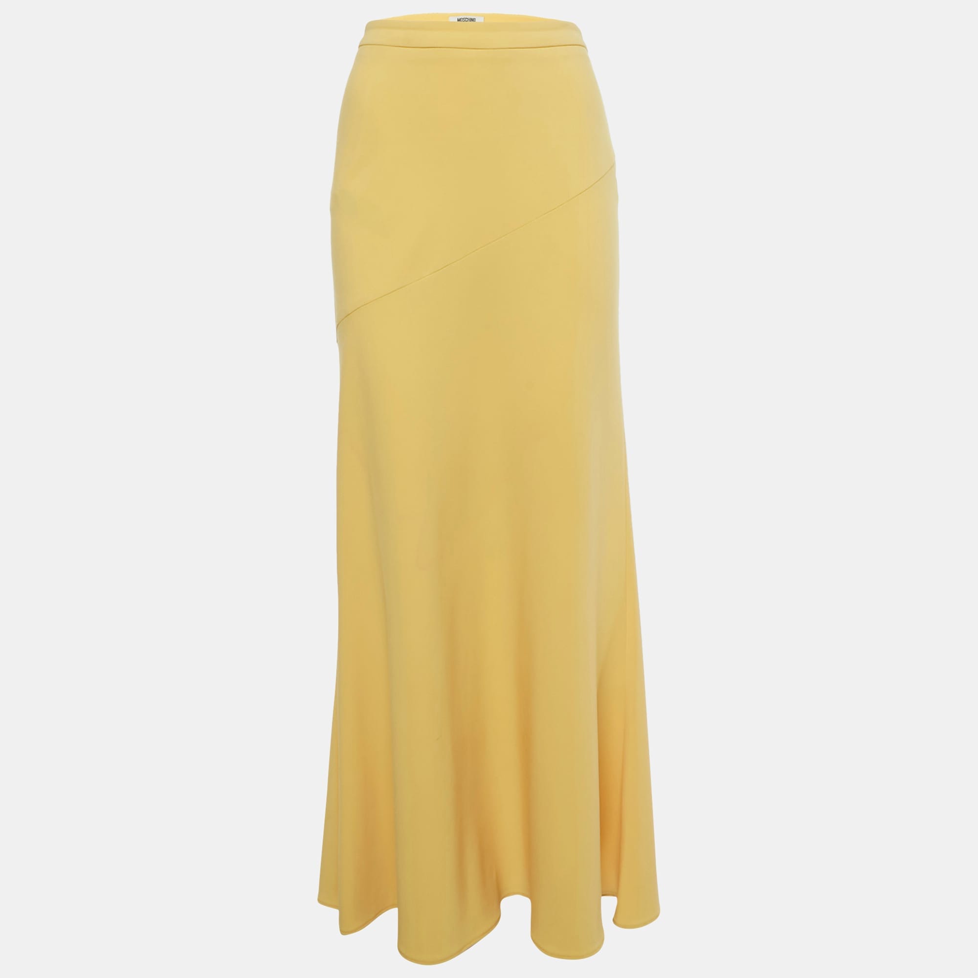 Yellow Cheap And Chic Yellow Crepe Flared Maxi Skirt