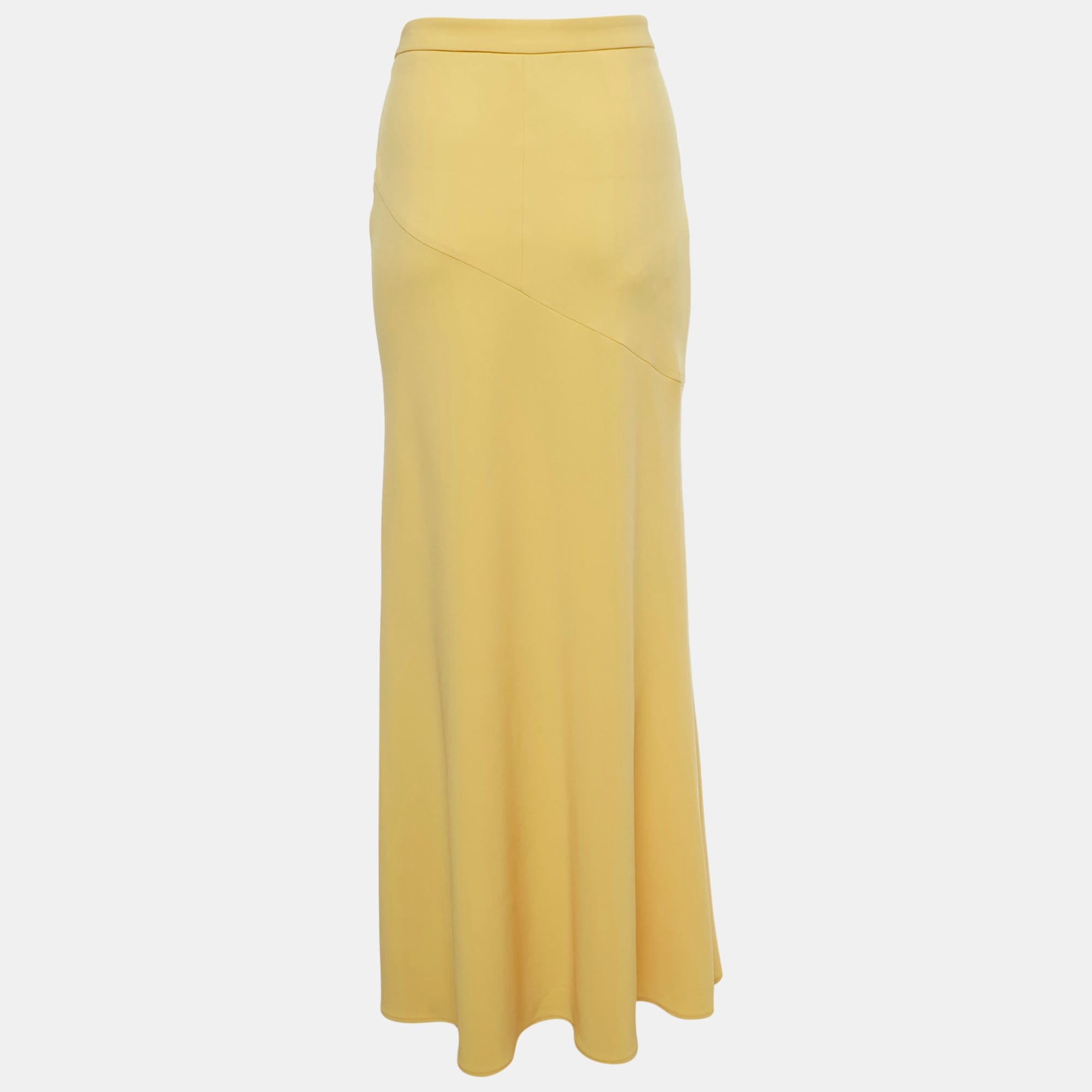 Yellow Cheap And Chic Yellow Crepe Flared Maxi Skirt