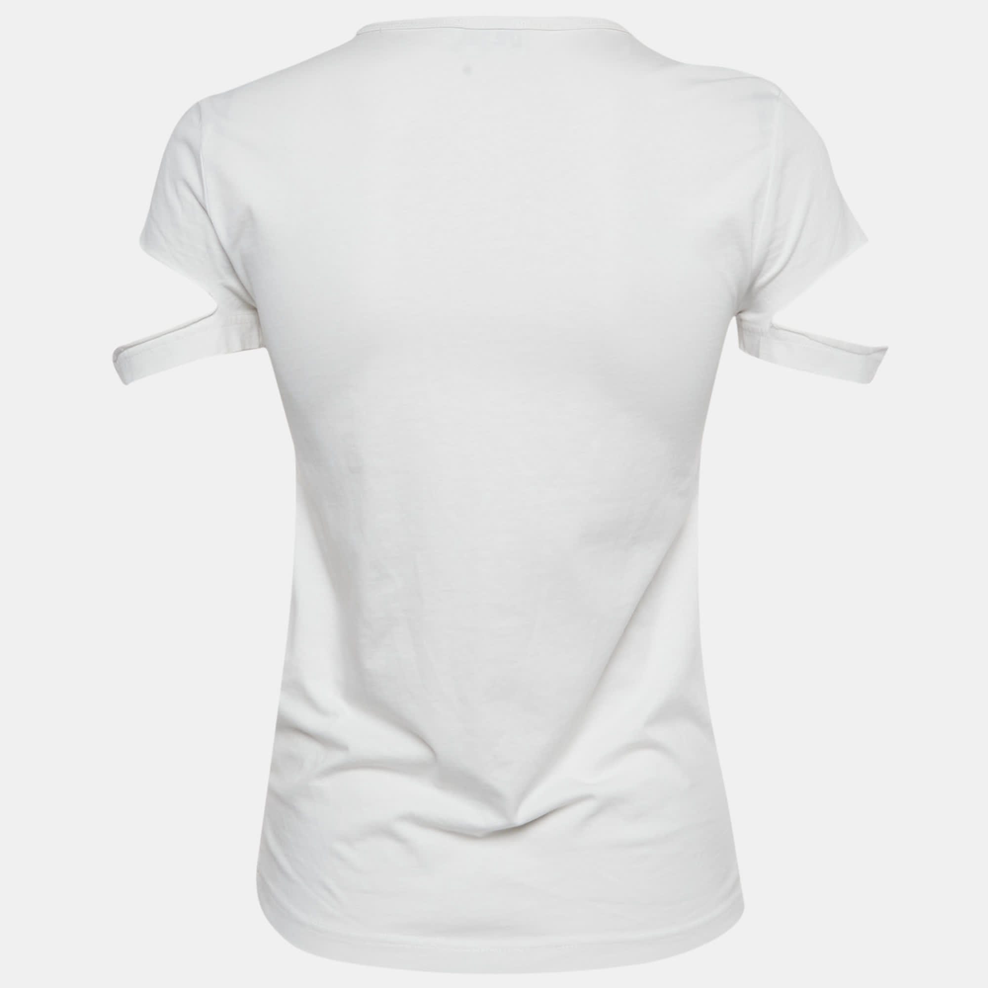 White Jersey Ripped Detail T - Shirt