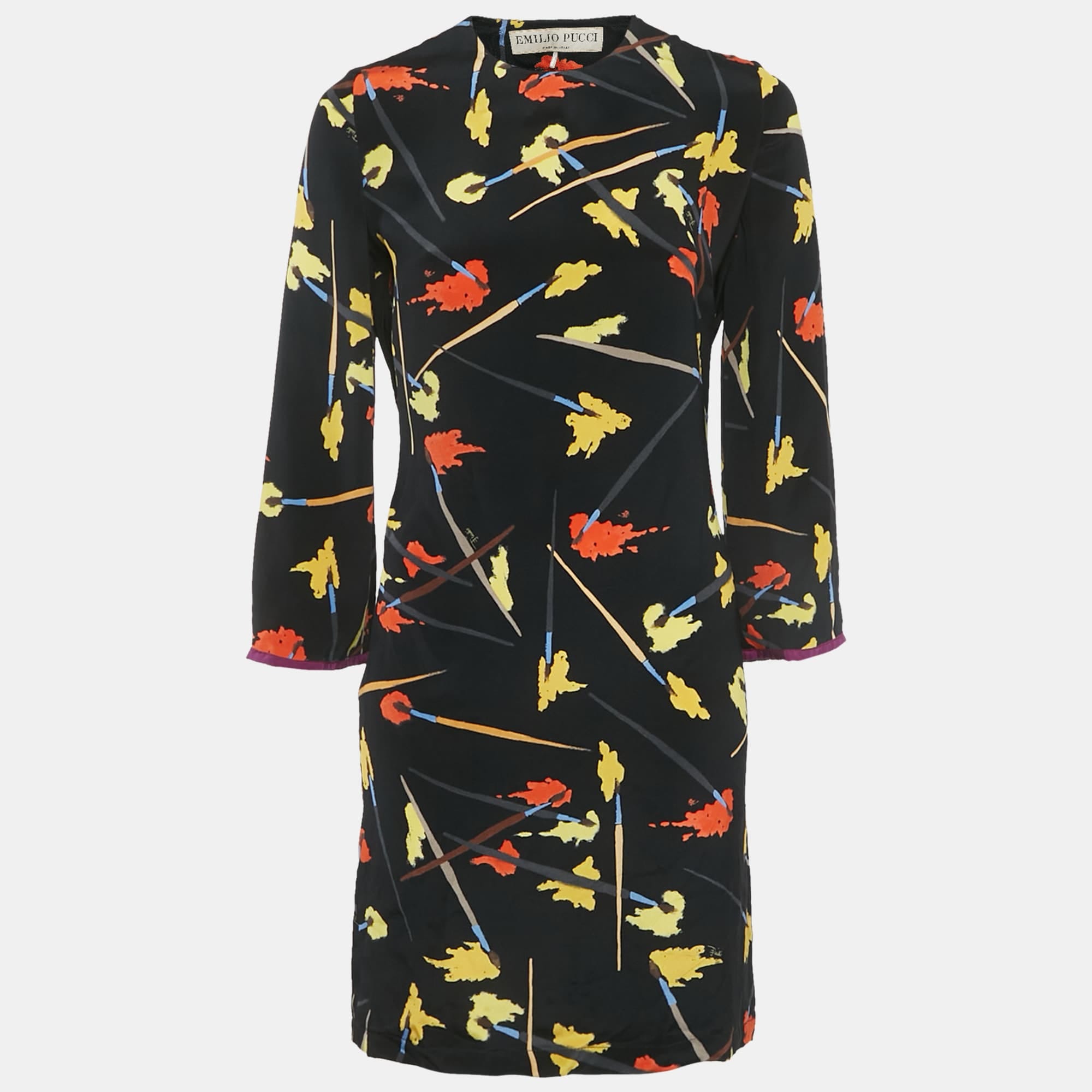 Emilio Pucci Multicolour Brush Print Silk Mini Dress