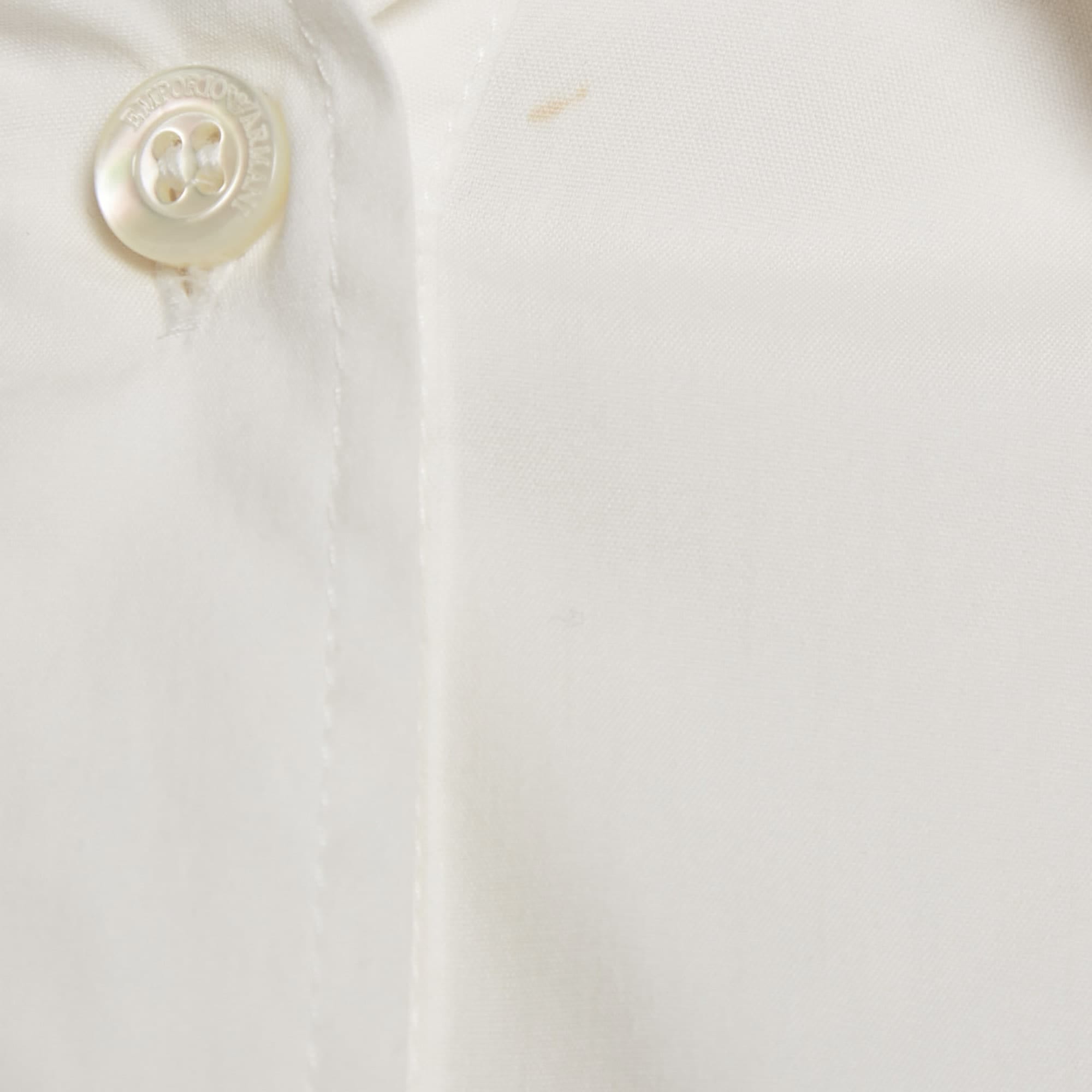 White Logo Applique Cotton Full Sleeve Shirt