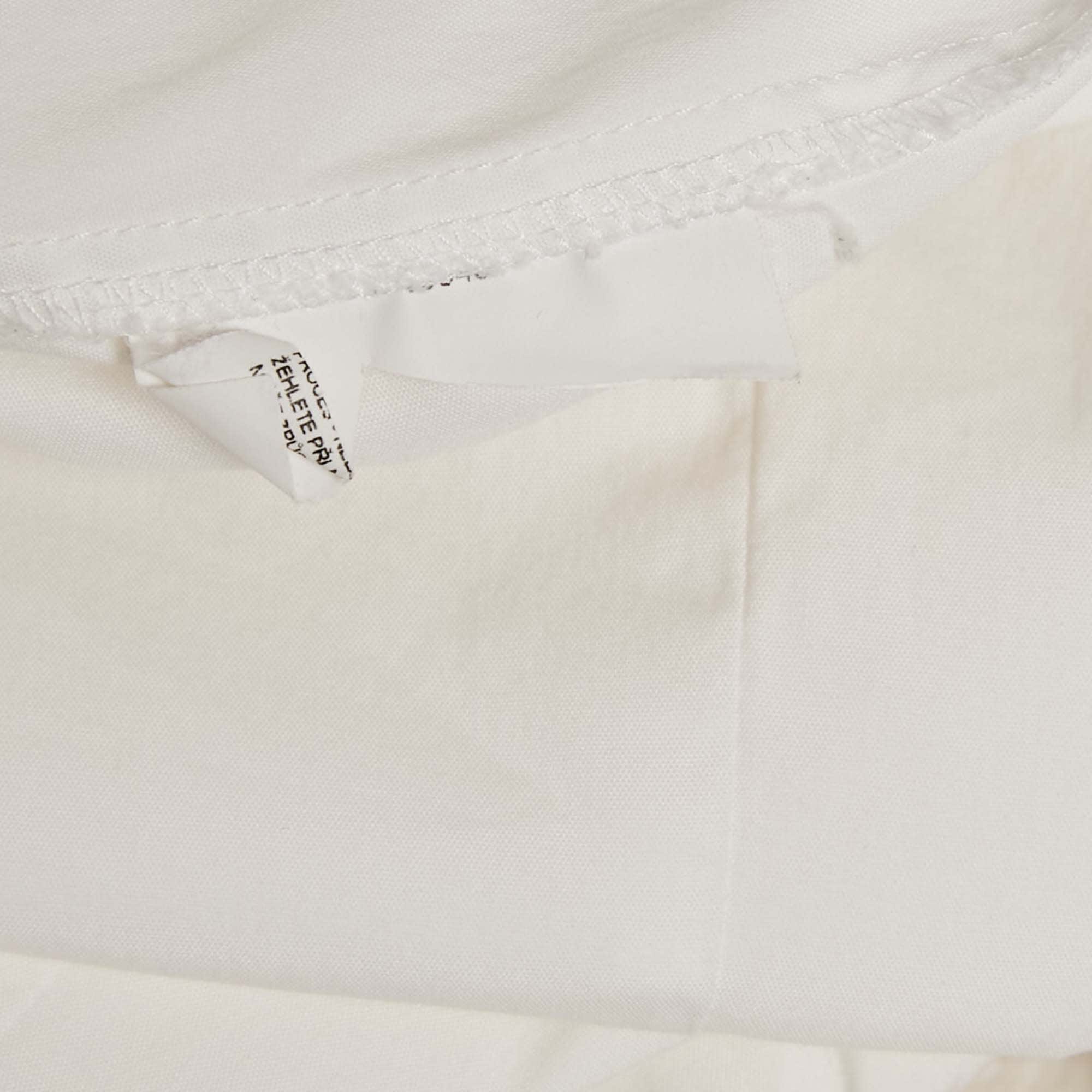 White Logo Applique Cotton Full Sleeve Shirt