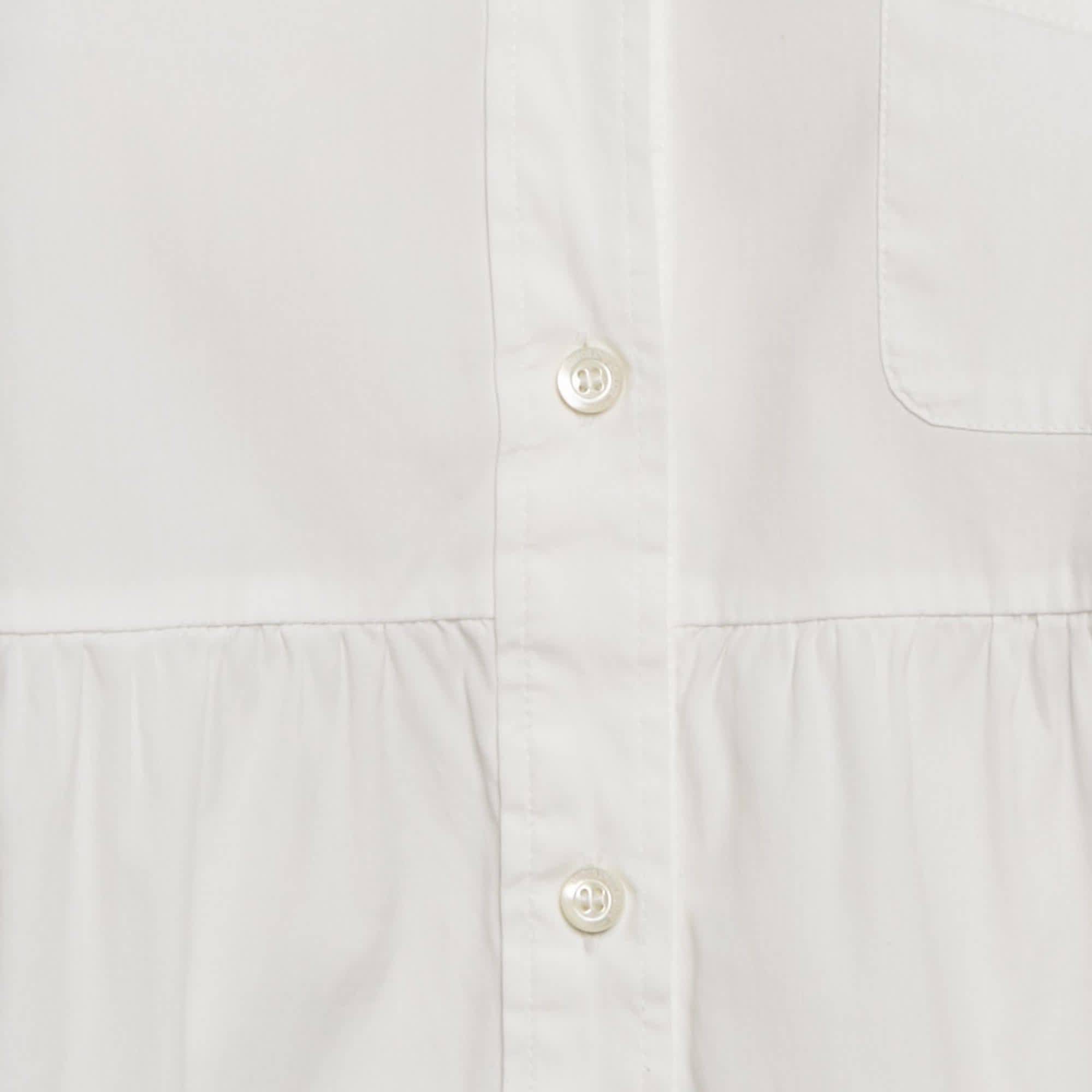 White Logo Applique Cotton Full Sleeve Shirt