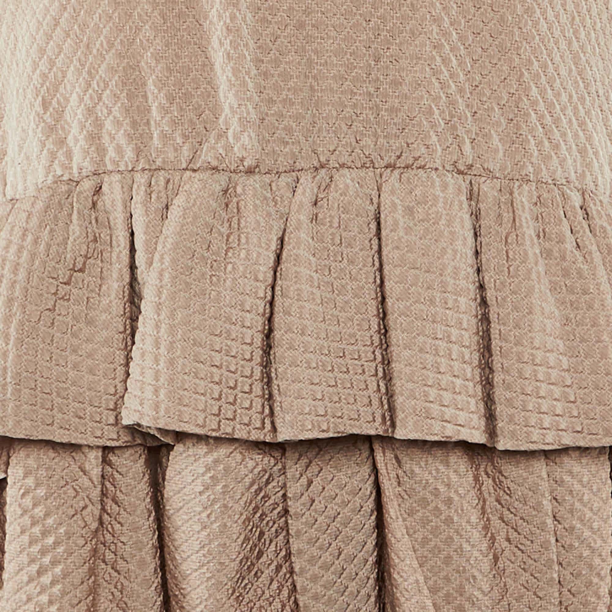 BLEND Beige Silk Blend Tiered Frill Mini Dress