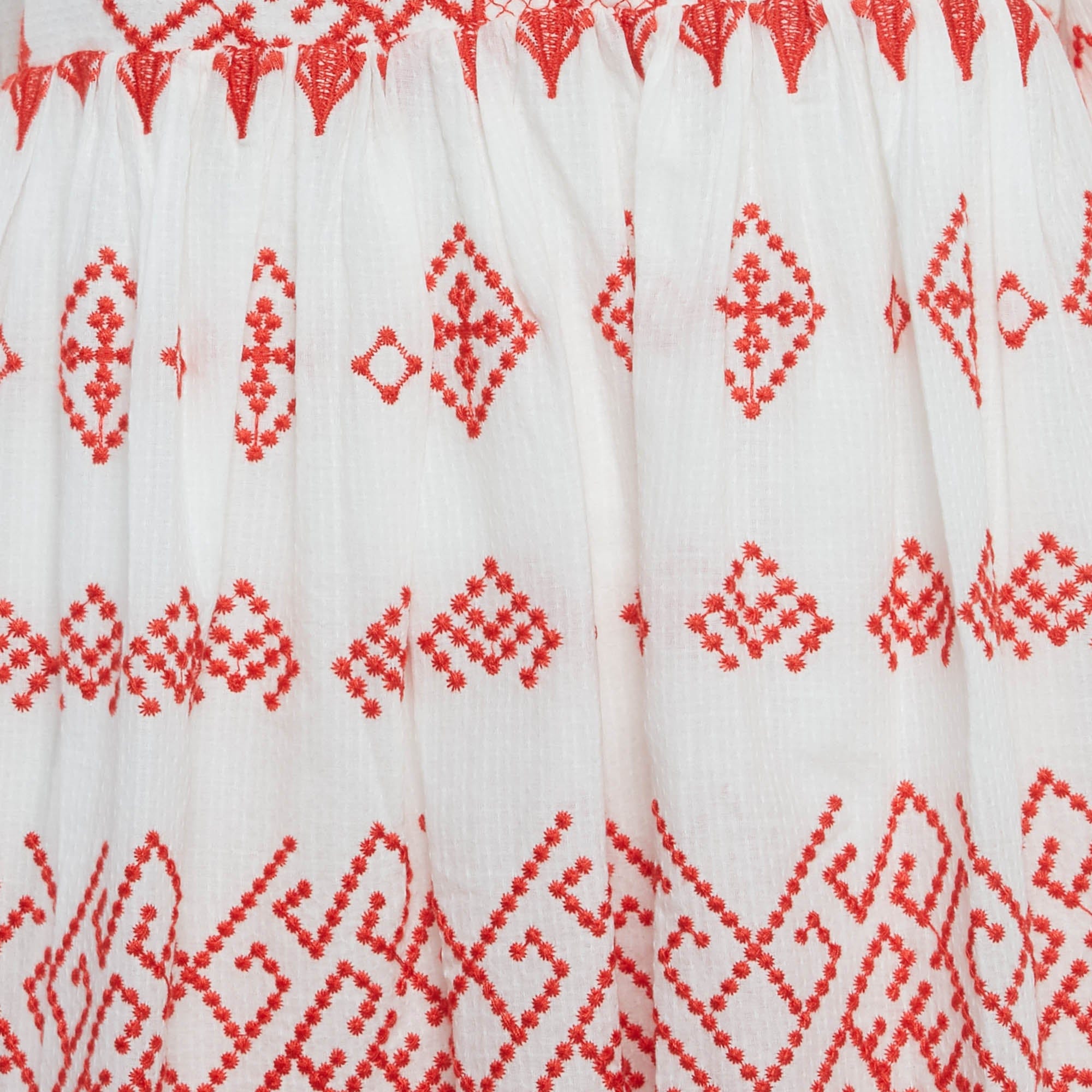 WHITE* Maje White/red Embroidered Cotton Rolipa Mini Dress