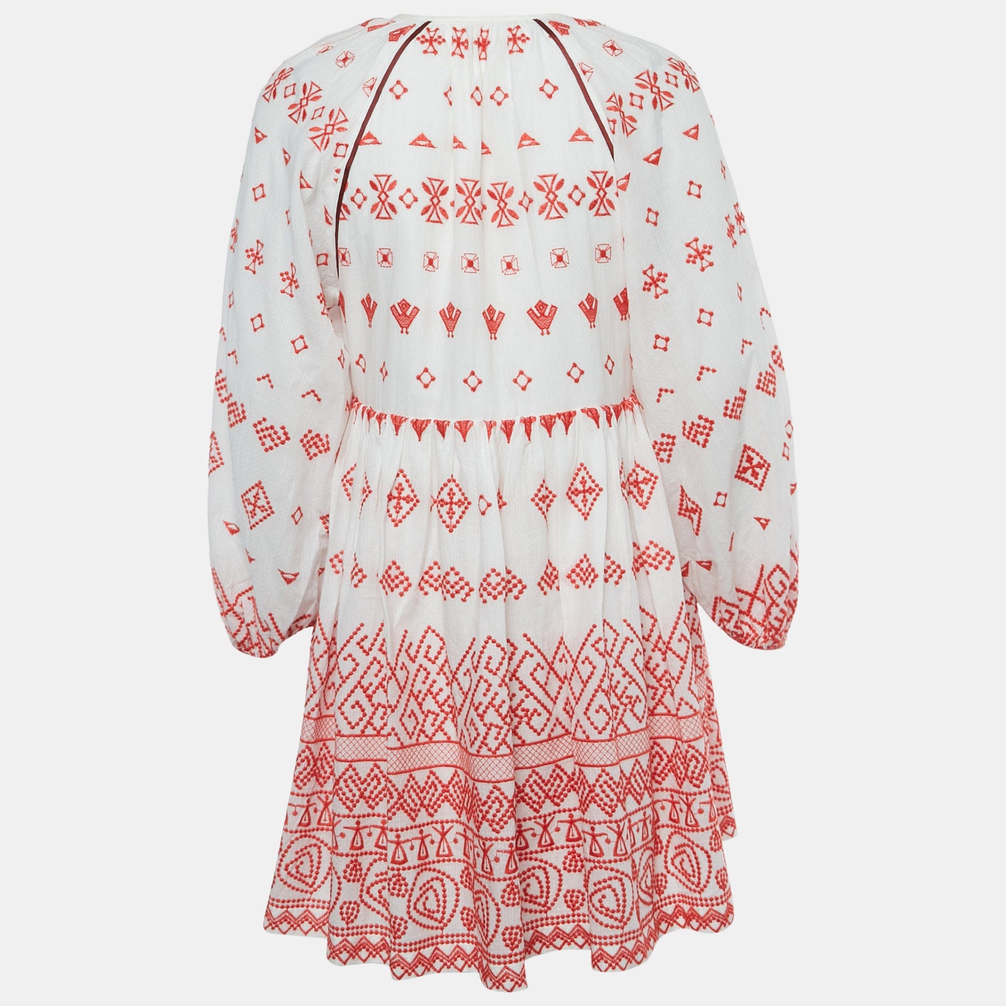 WHITE* Maje White/red Embroidered Cotton Rolipa Mini Dress