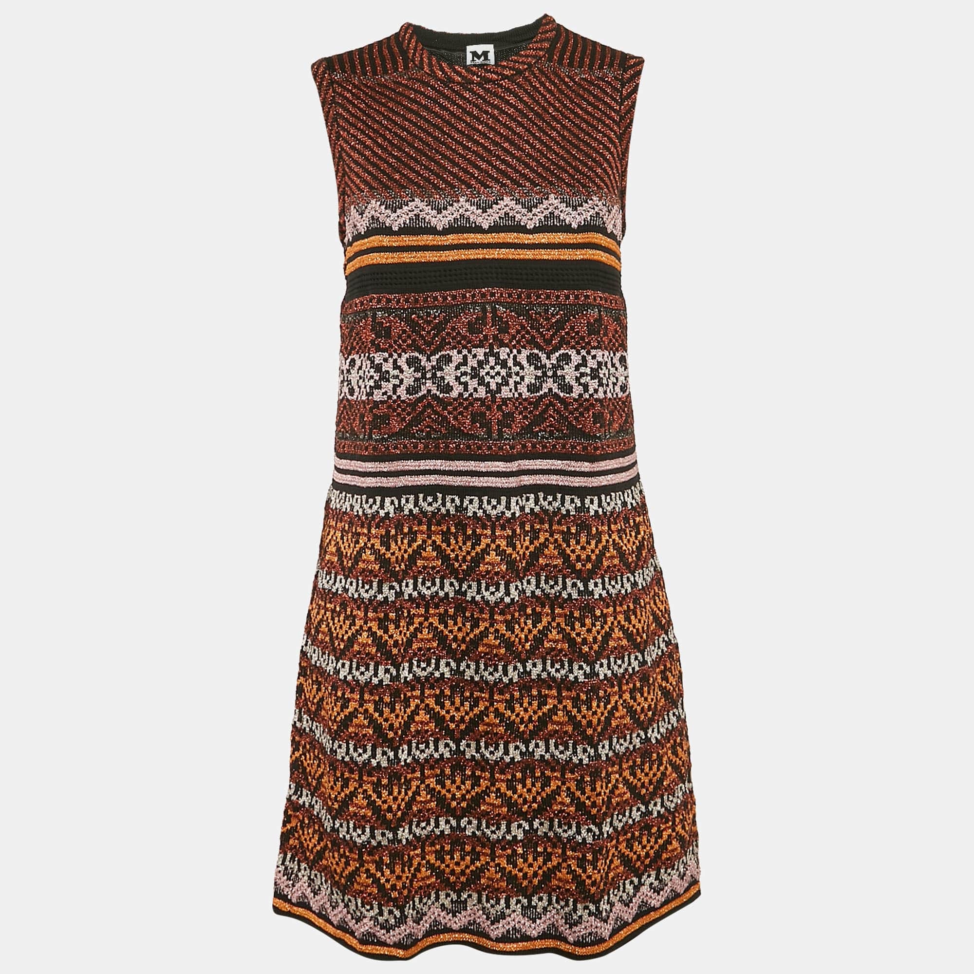 M Missoni Multicolor Patterned Lurex Knit Mini Dress