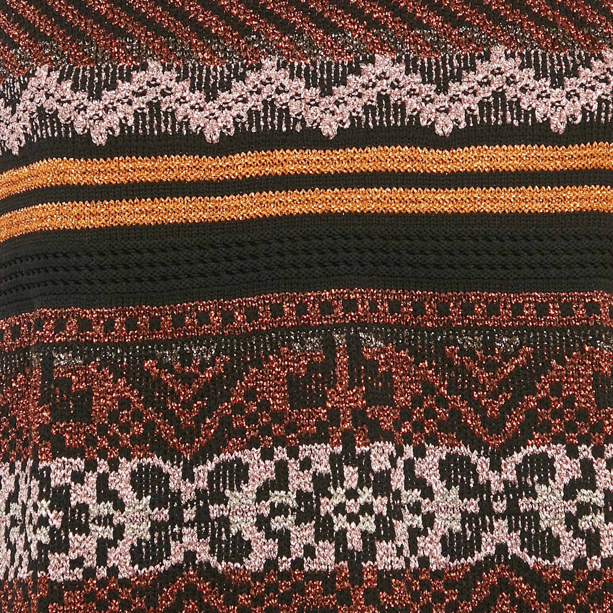 M Missoni Multicolor Patterned Lurex Knit Mini Dress
