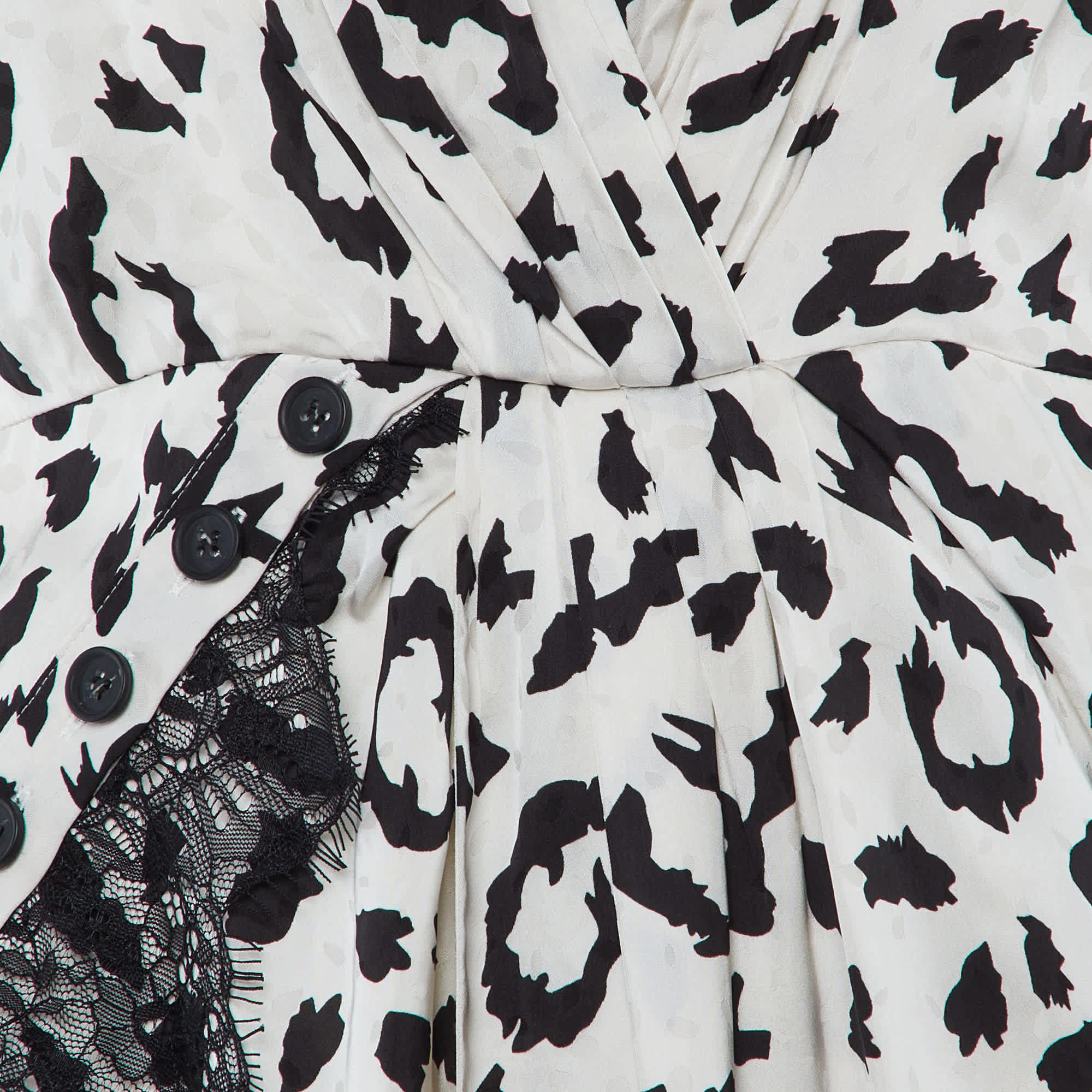 White Leopard Print Sateen Twisted Maxi Dress