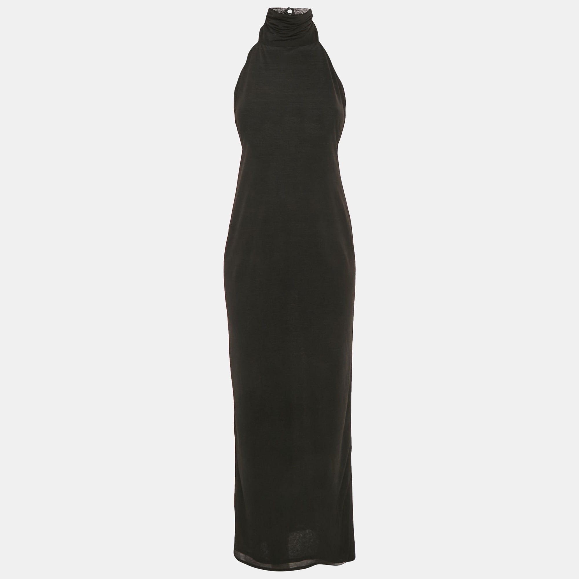 Lovers + Friends Black Jersey Halter Neck Long Dress