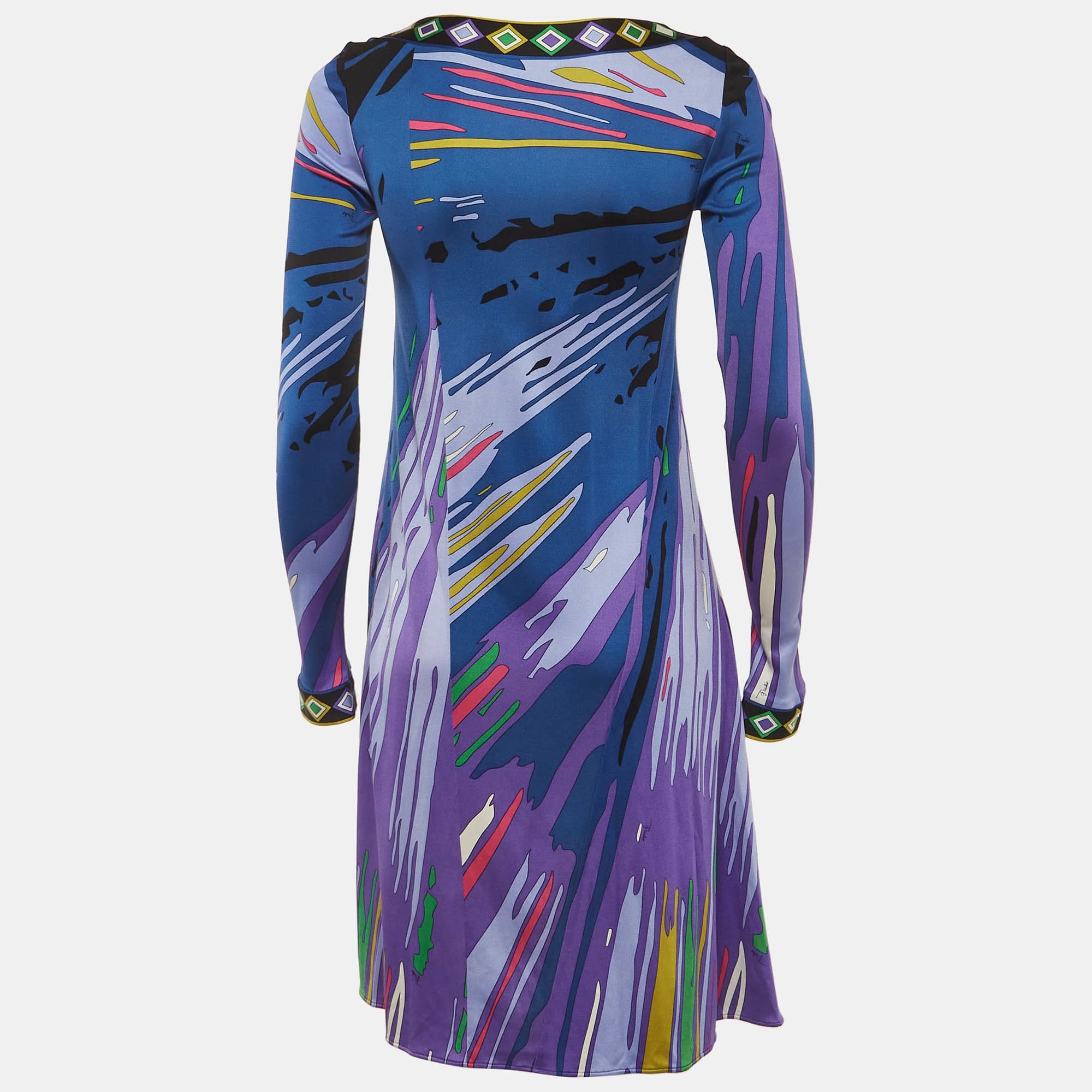 Emilio Pucci Purple Printed Jersey Long Sleeve Mini Dress
