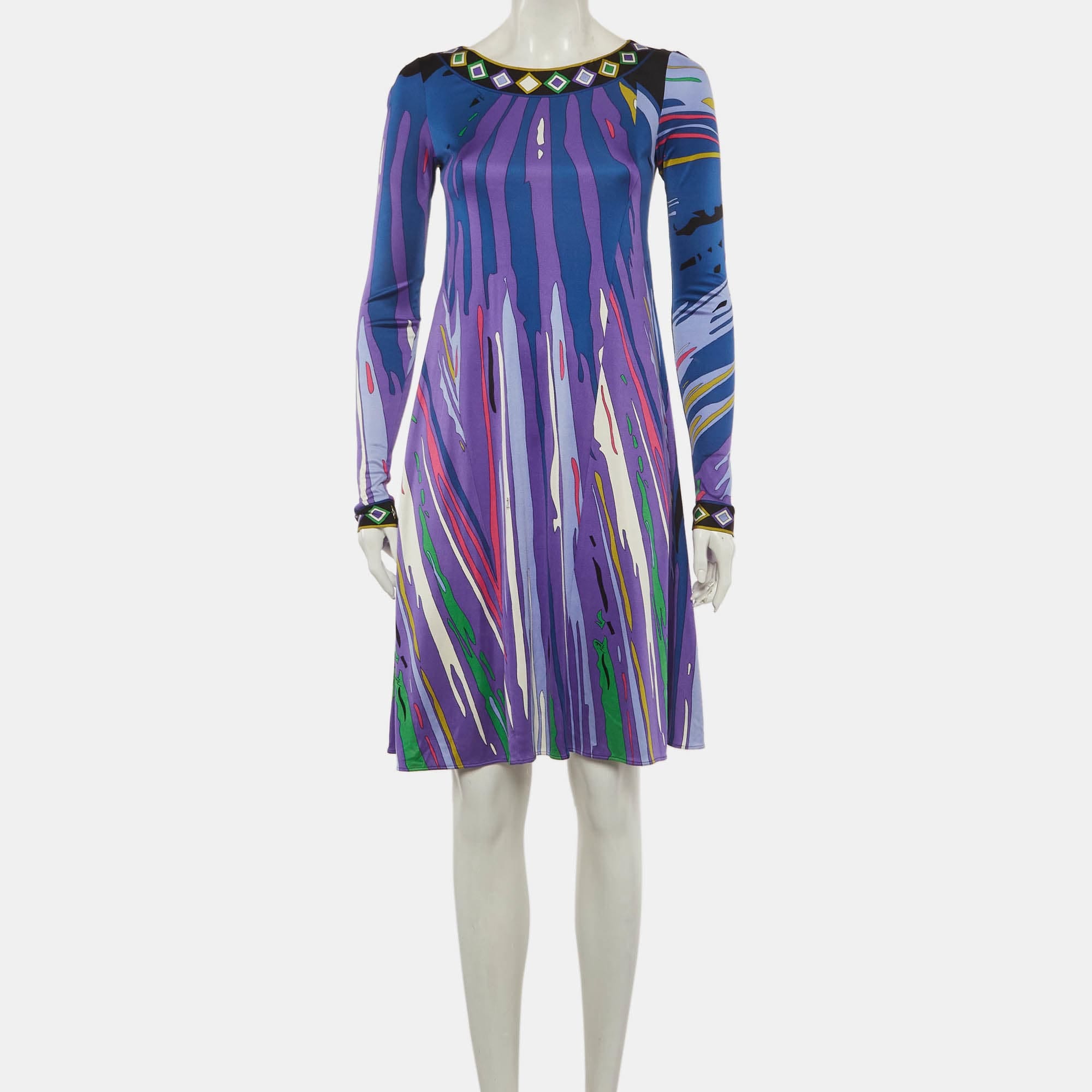 Emilio Pucci Purple Printed Jersey Long Sleeve Mini Dress