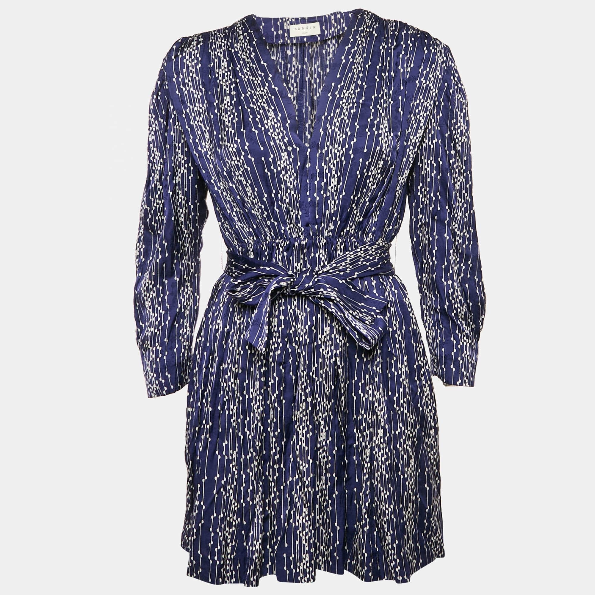 Blue Striped Satin Mini Dress