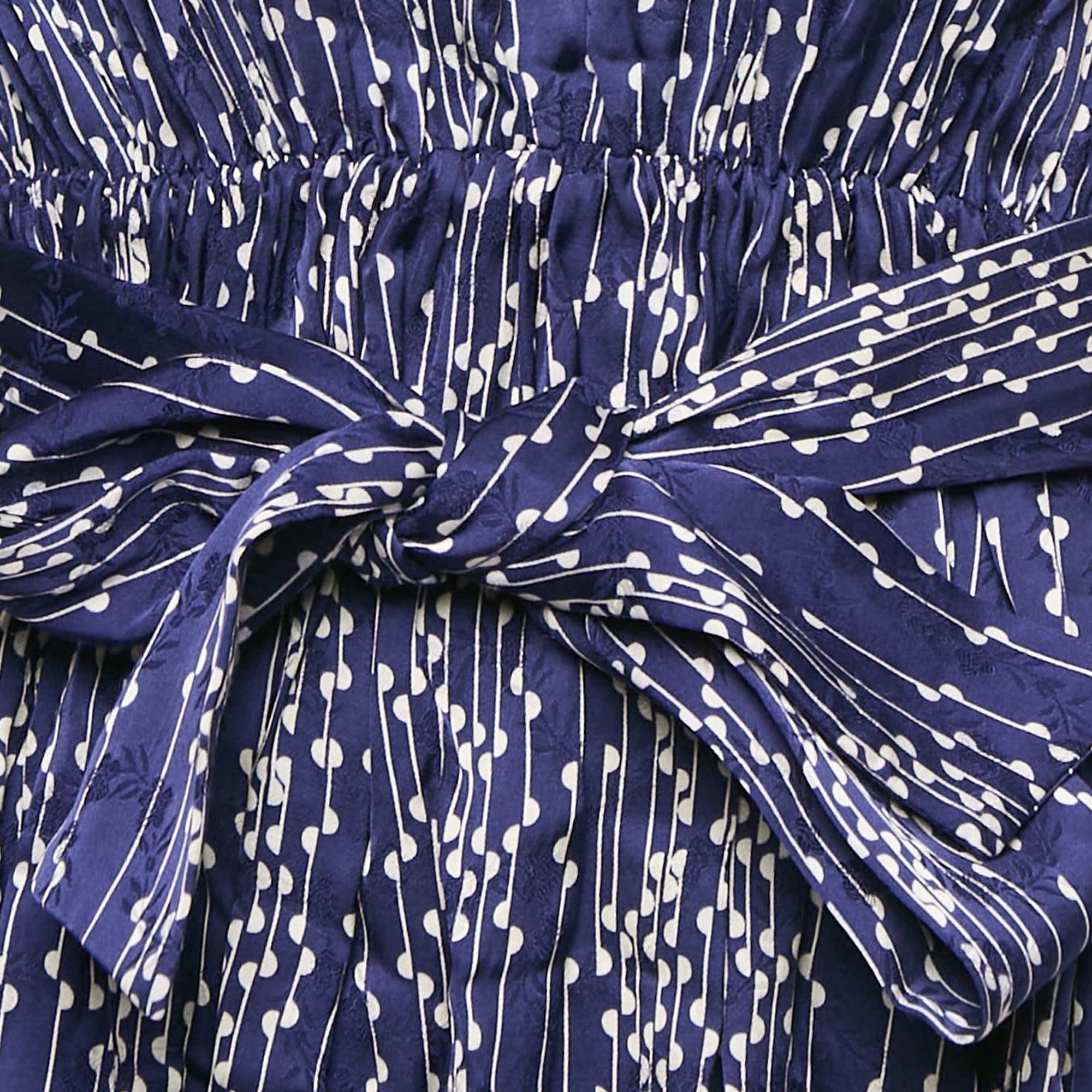 Blue Striped Satin Mini Dress