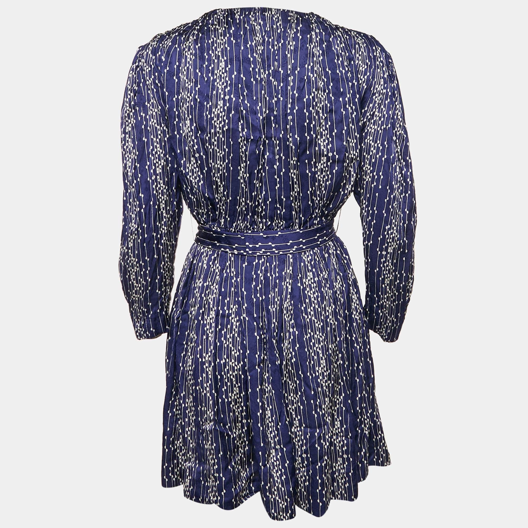 Blue Striped Satin Mini Dress