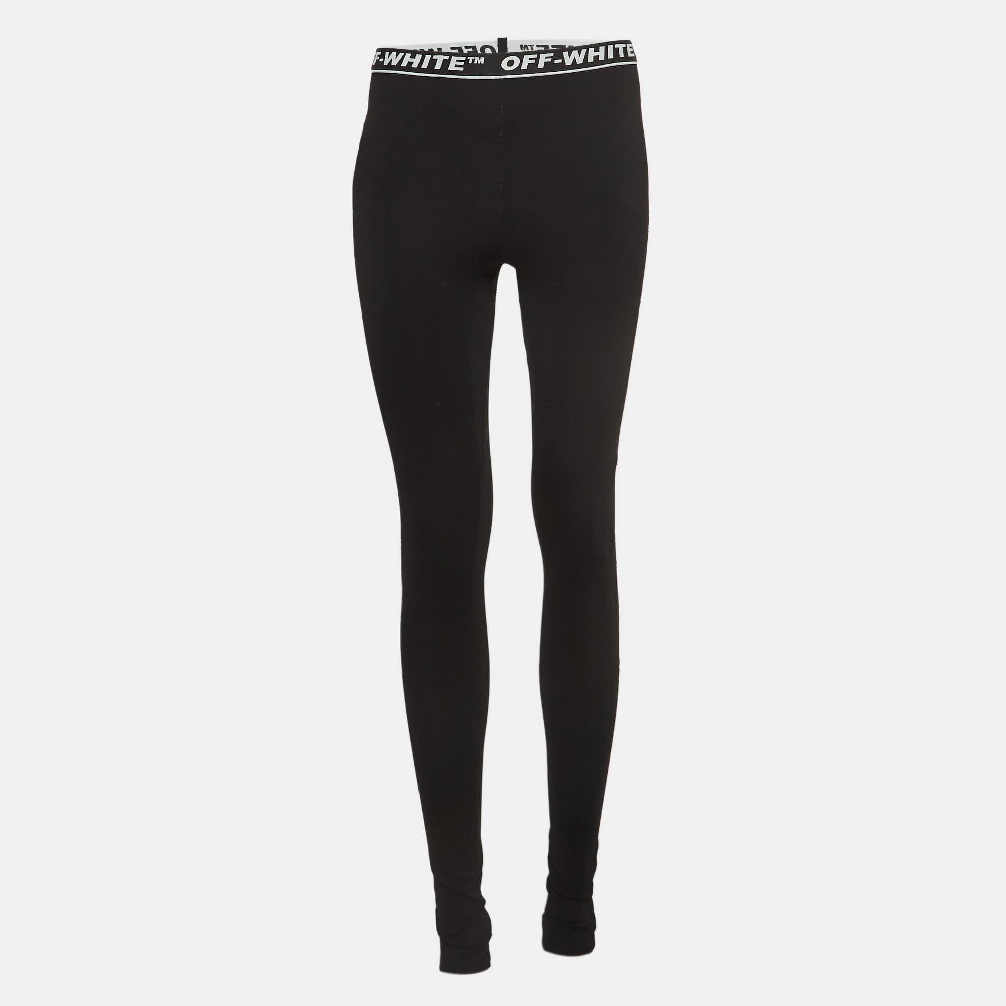 Logo Black Logo Intarsia Knit Active Wear Leggings