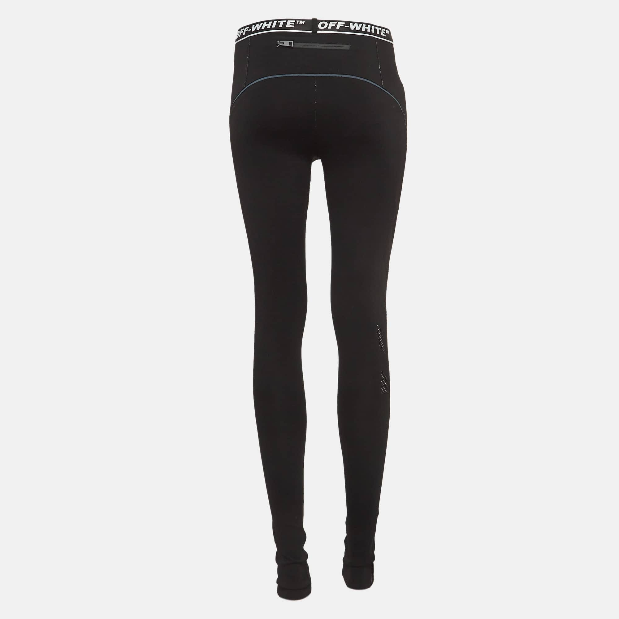 Logo Black Logo Intarsia Knit Active Wear Leggings