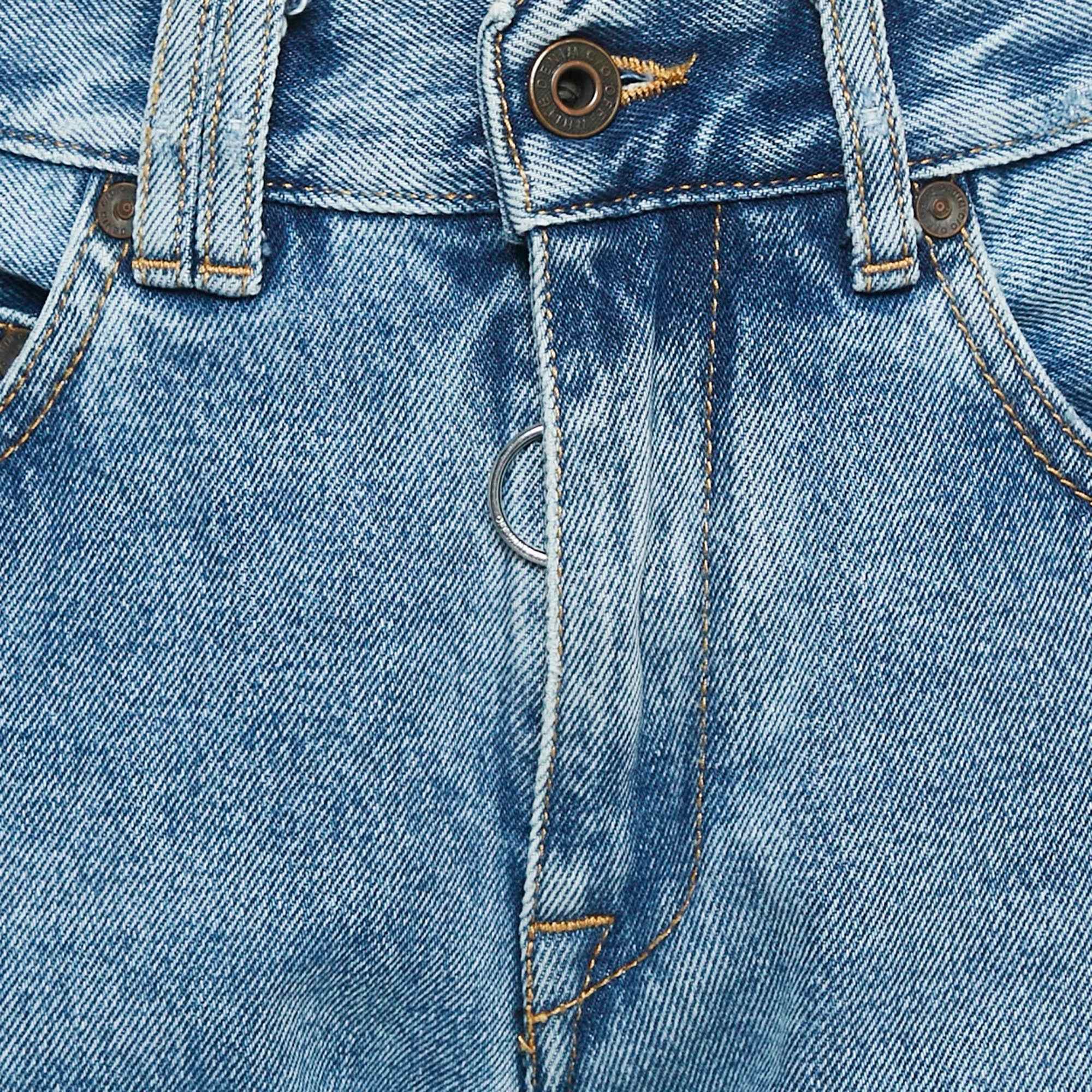 Blue Denim Distressed Slim Fit Jeans L Waist 32"